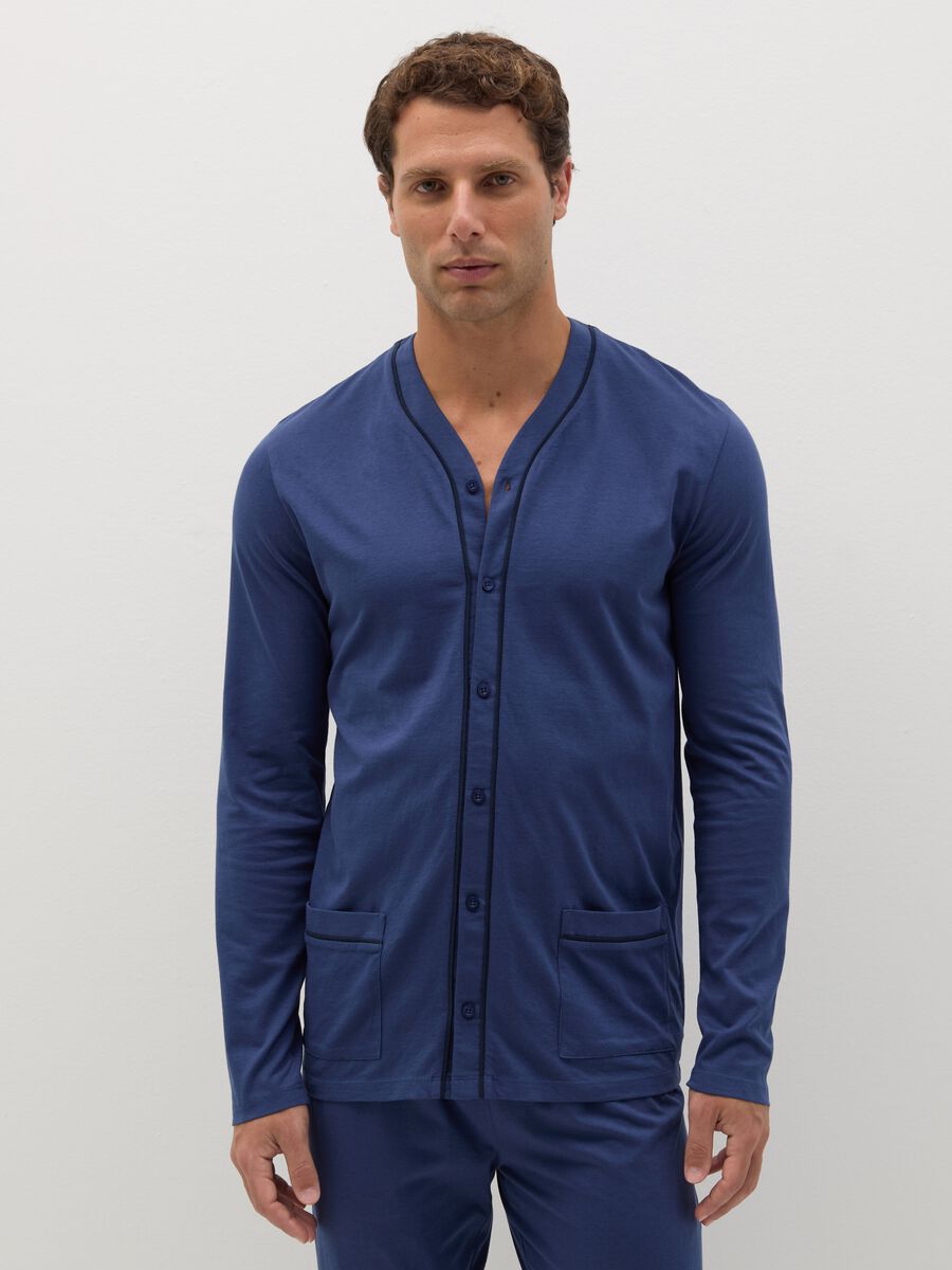 Cotton pyjamas with contrasting piping_1