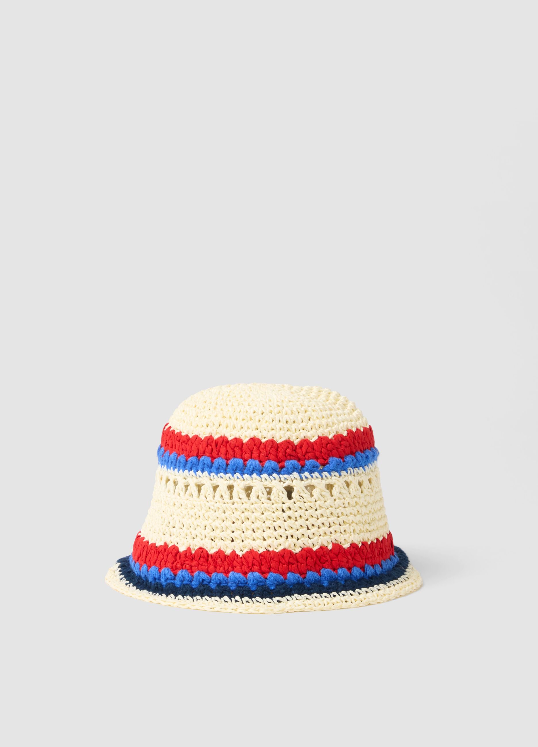 Multicoloured paper-and-cotton blend bucket hat