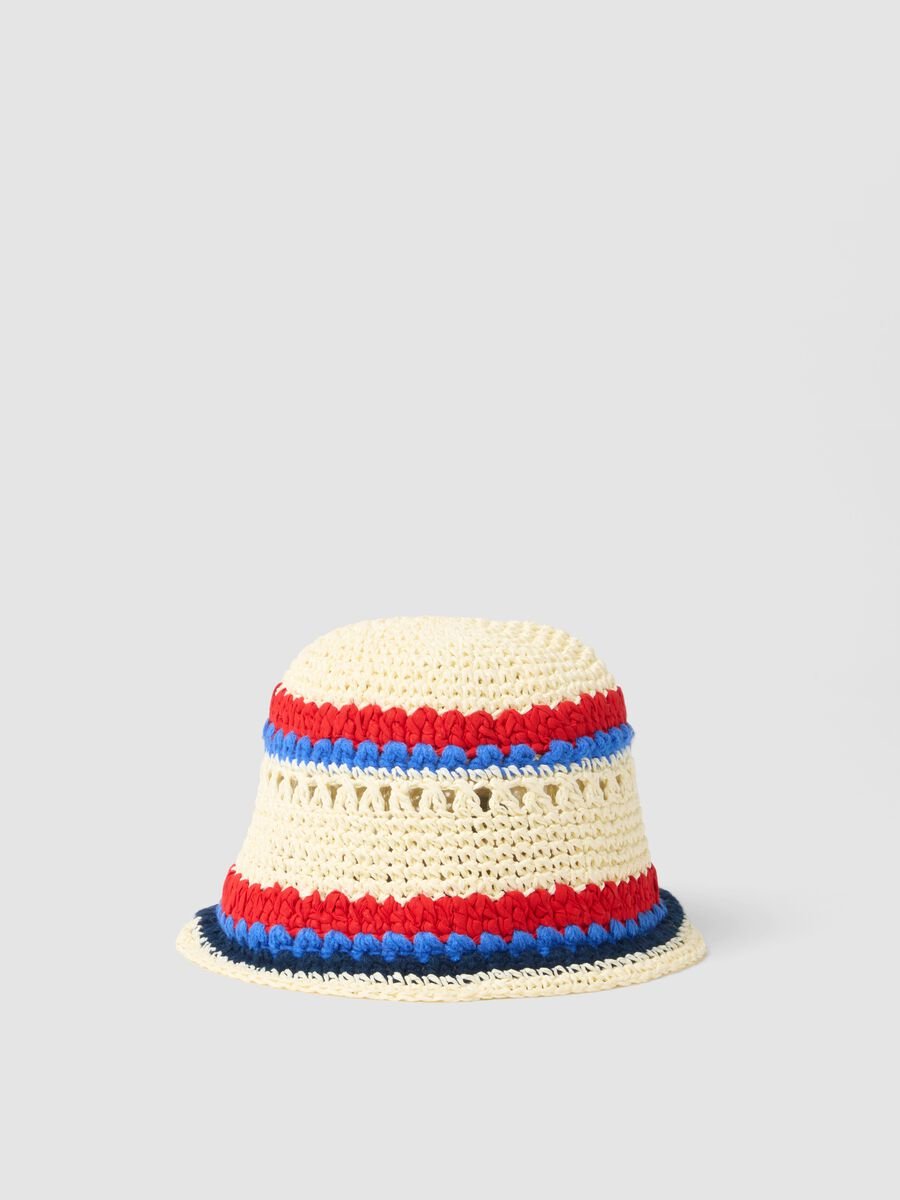 Cappello a secchiello in misto tessuto carta e cotone multicolor_0