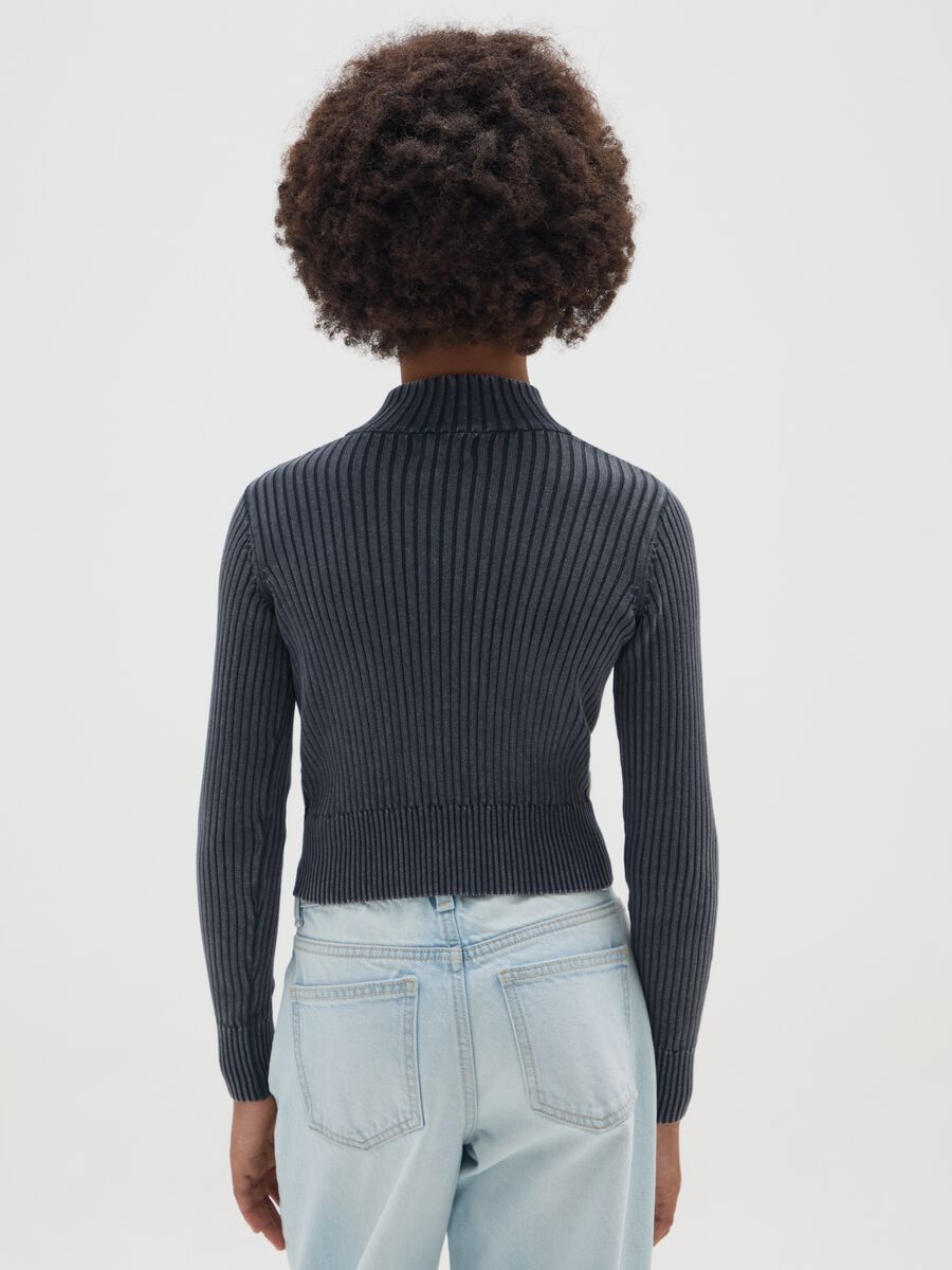 Girl's grey fitted pure cotton cardigan_1