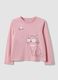 Girls&rsquo; pink organic cotton T-shirt with kitten print_0