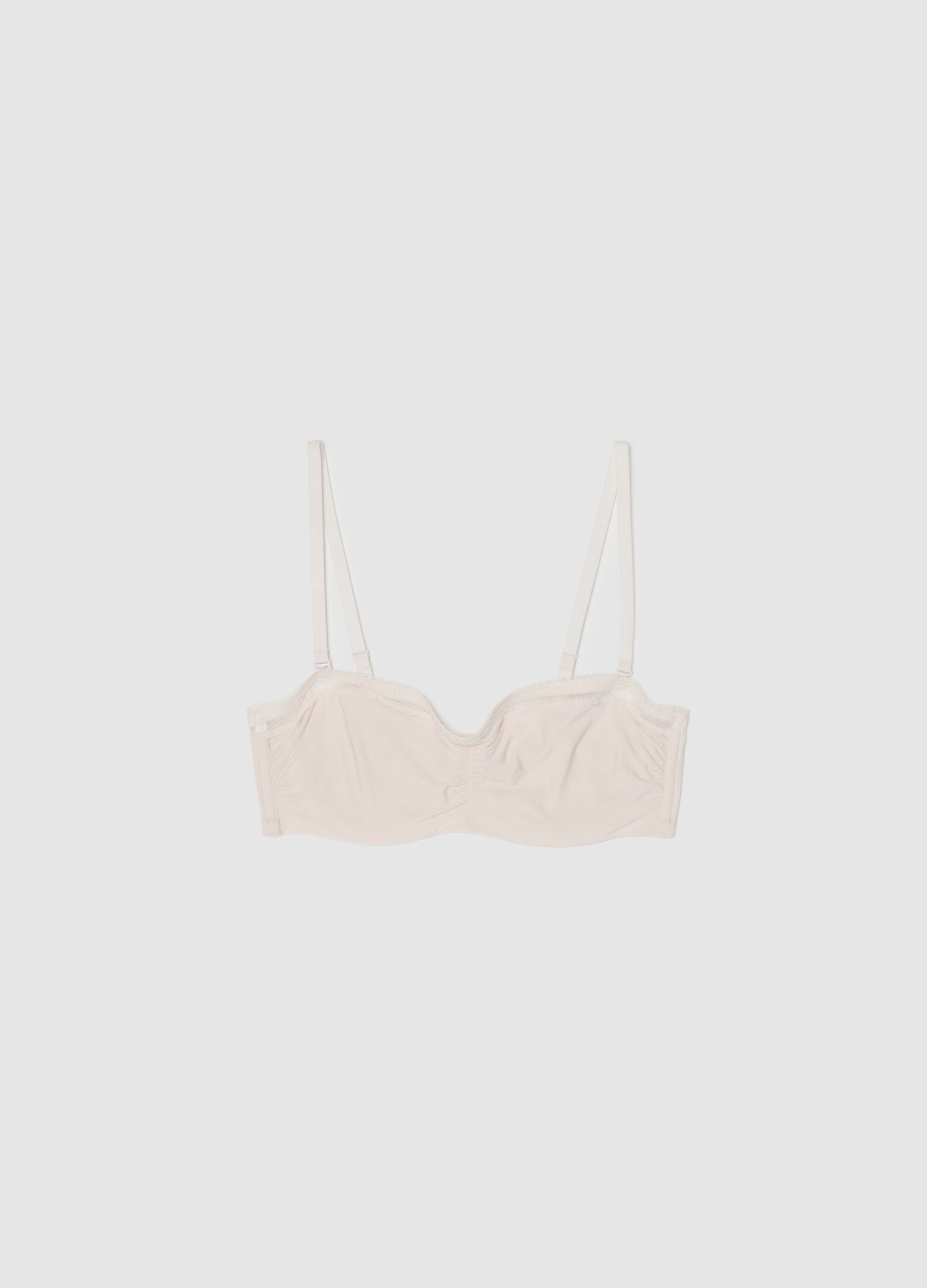 Microfibre bandeau bra with gathering