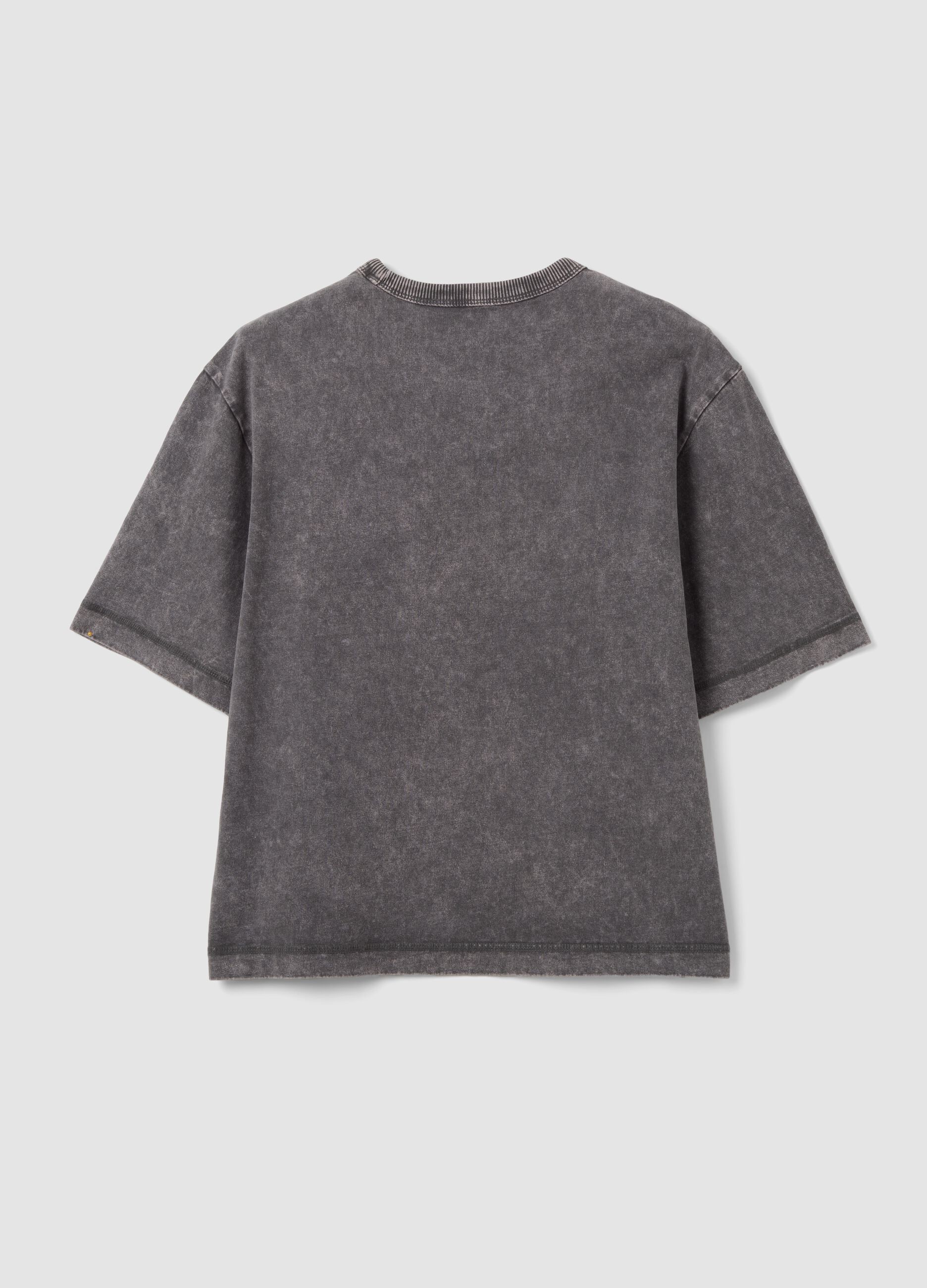 Grey pure cotton oversized T-shirt with teddy bear print