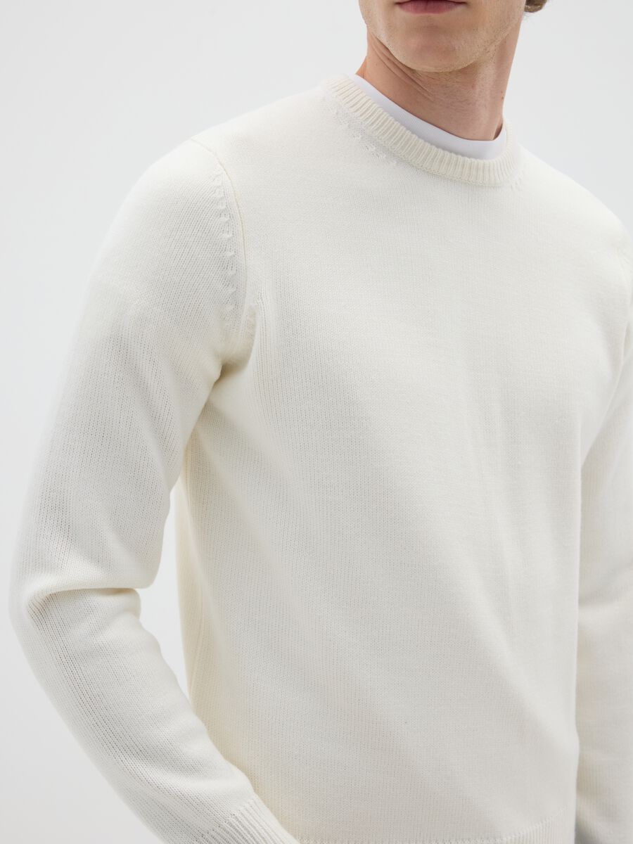 White Regular Fit Jumper_3