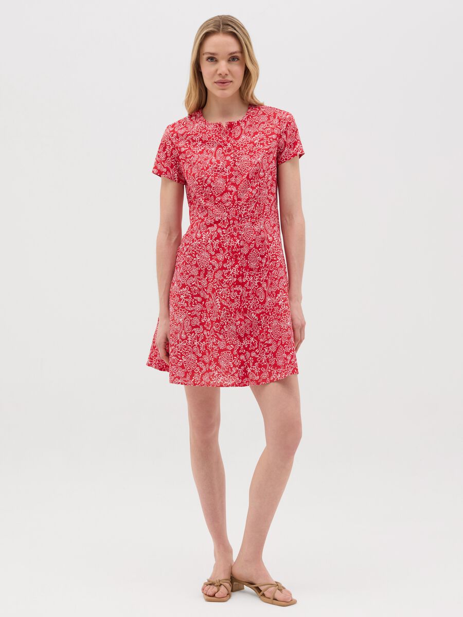 Red cotton dress with floral pattern by Ovs_0