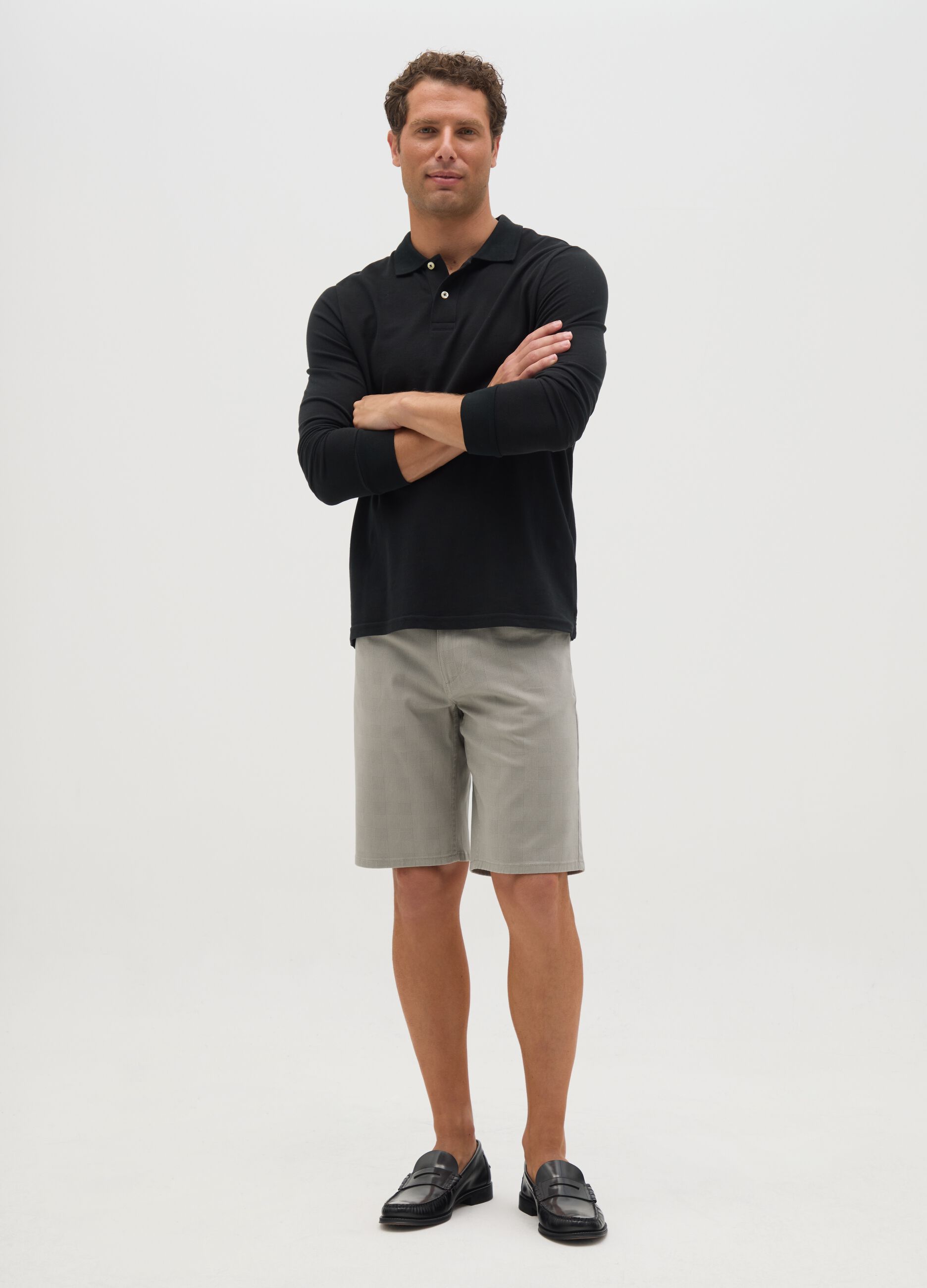 Men's Regular Fit Grey Stretch Cotton Shorts