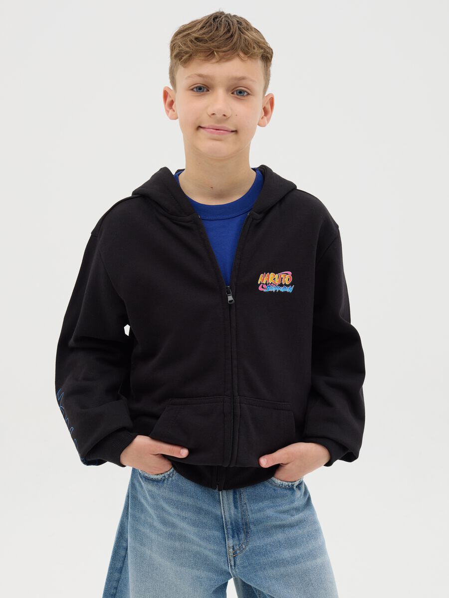Full-zip sweatshirt with hood and Naruto print_0