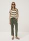 Beige open-knit striped top with green detailing in stretch cotton, regular fit_1