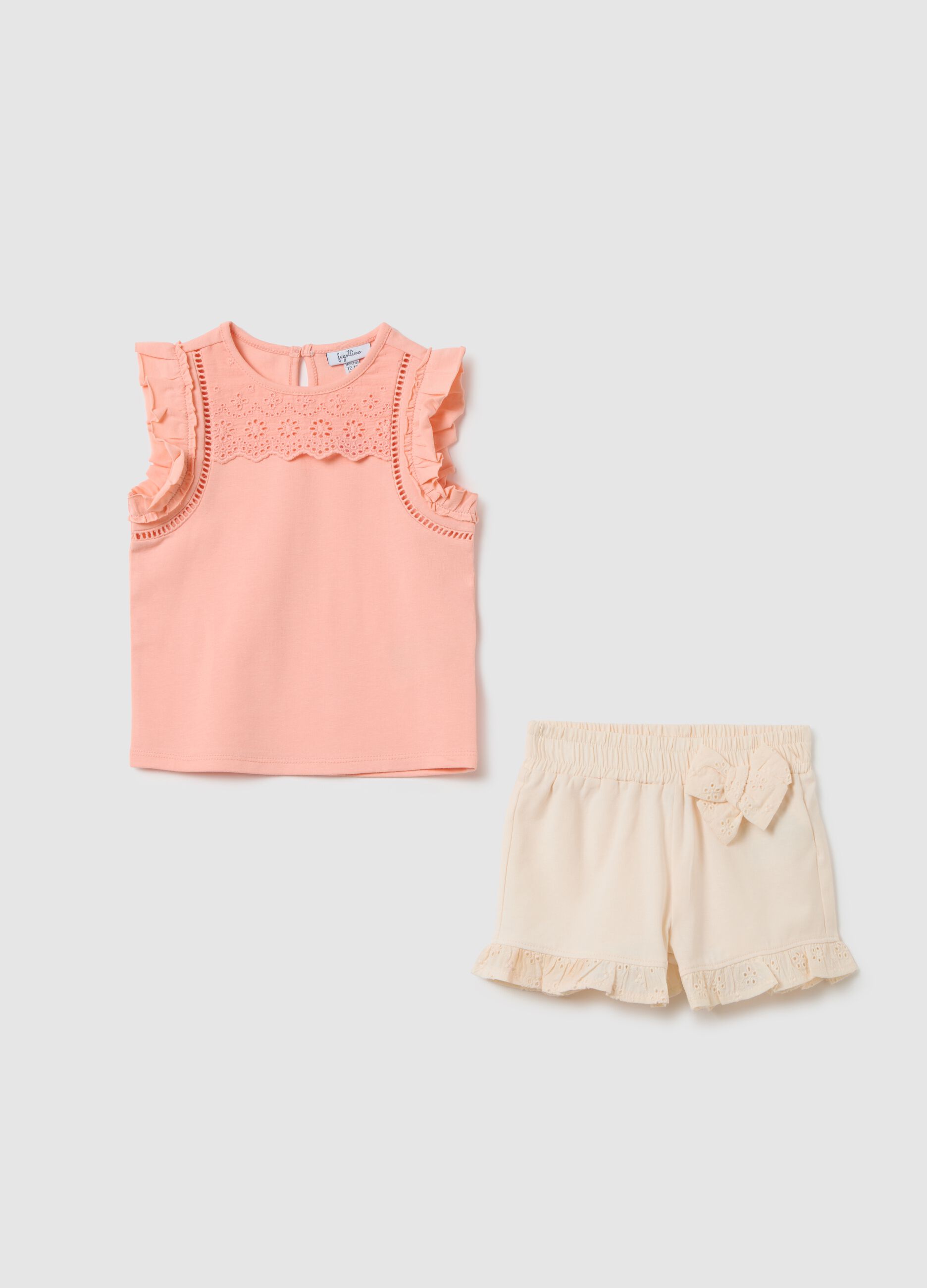 Girls' pink cotton jogging set, regular fit