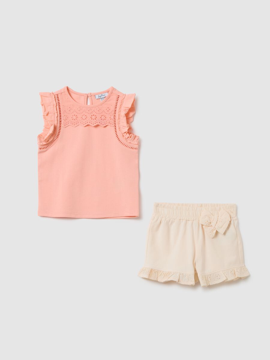 Girls' pink cotton jogging set, regular fit_0