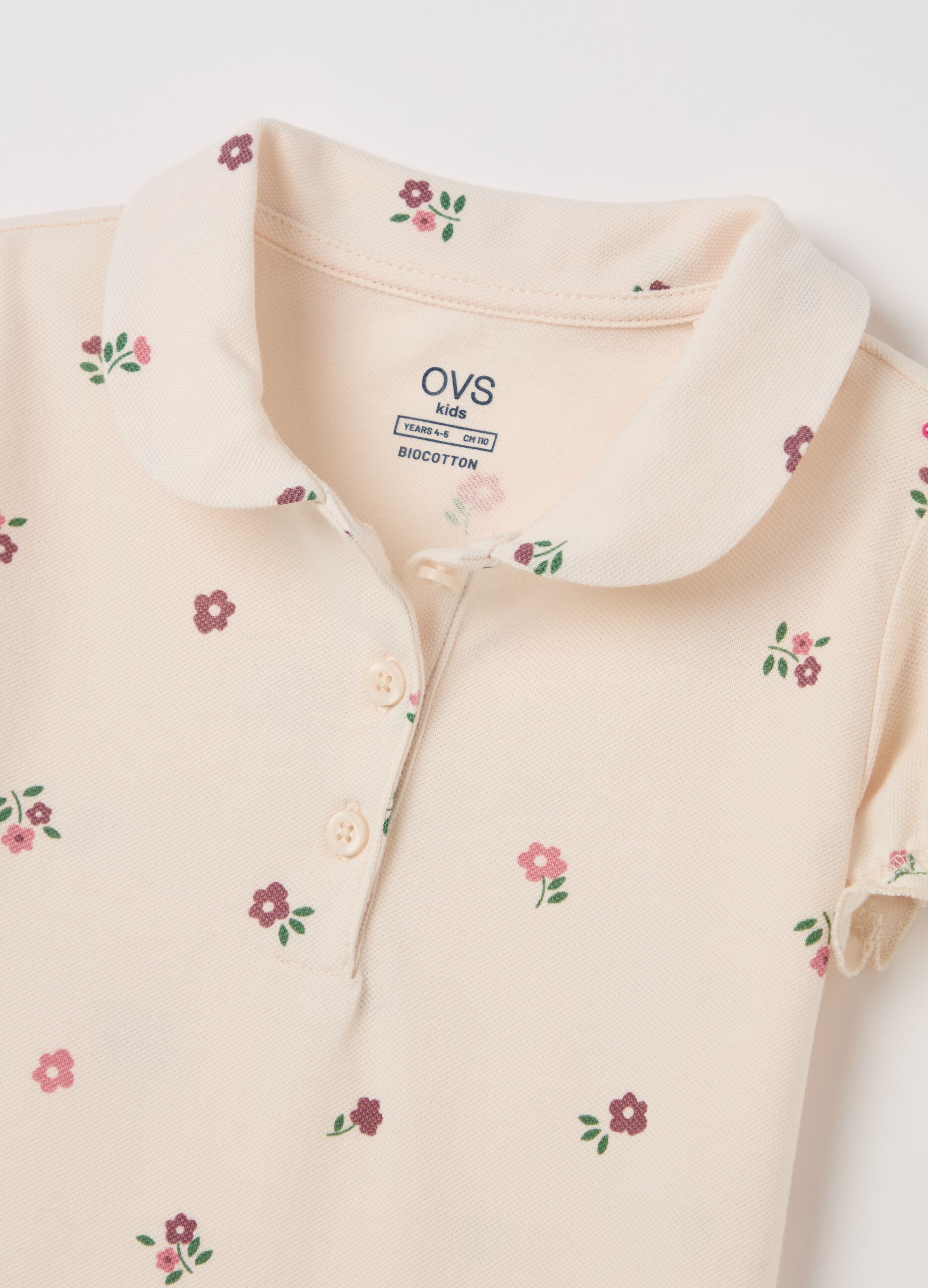 Organic cotton polo shirt with print