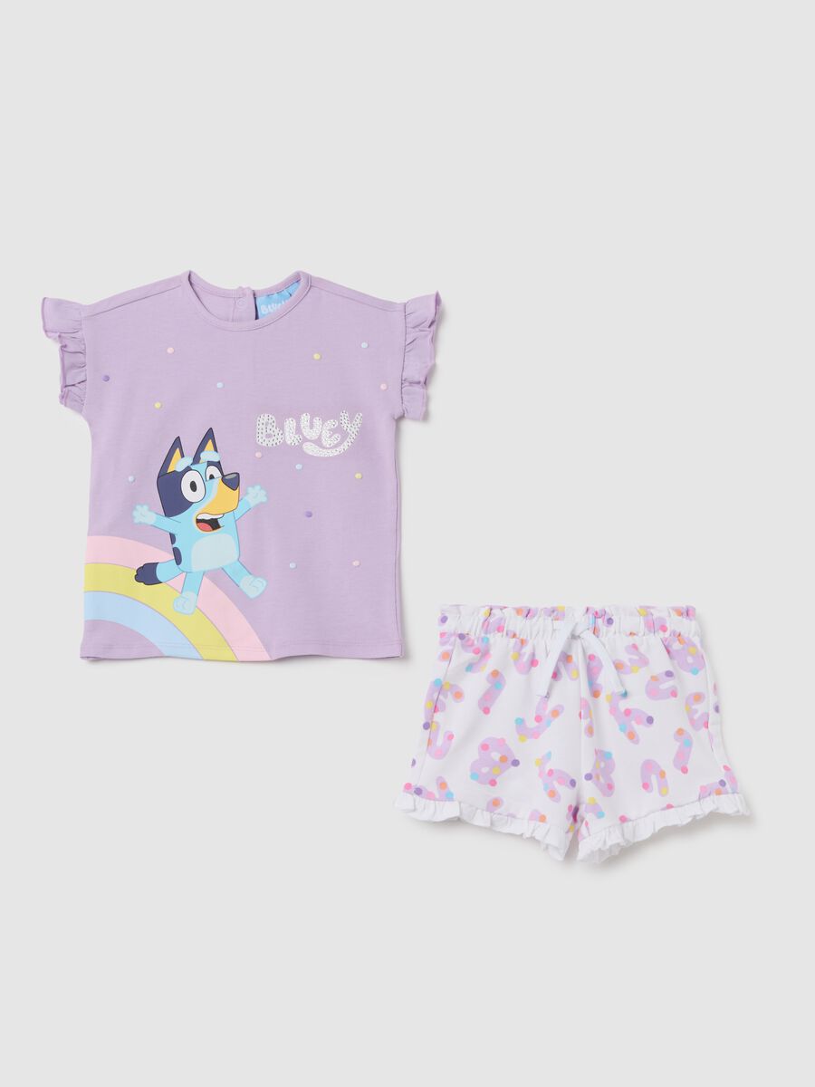 Purple cotton girls' t-shirt set with regular fit_0