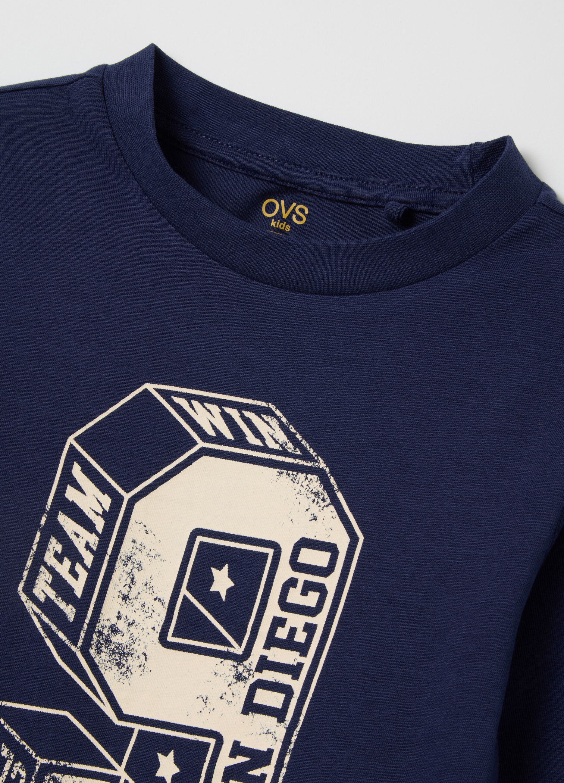 Child's T-shirt in pure blue cotton regular fit