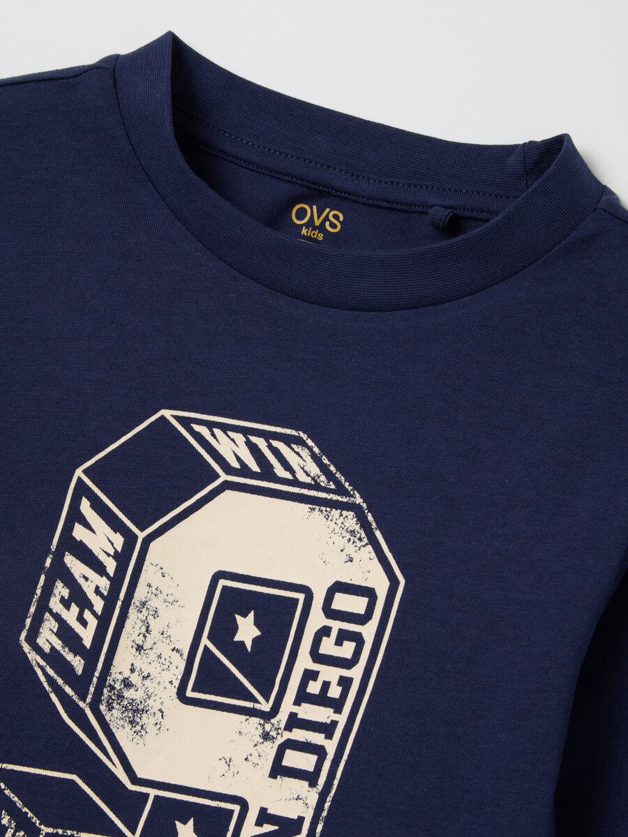 Child's T-shirt in pure blue cotton regular fit_2
