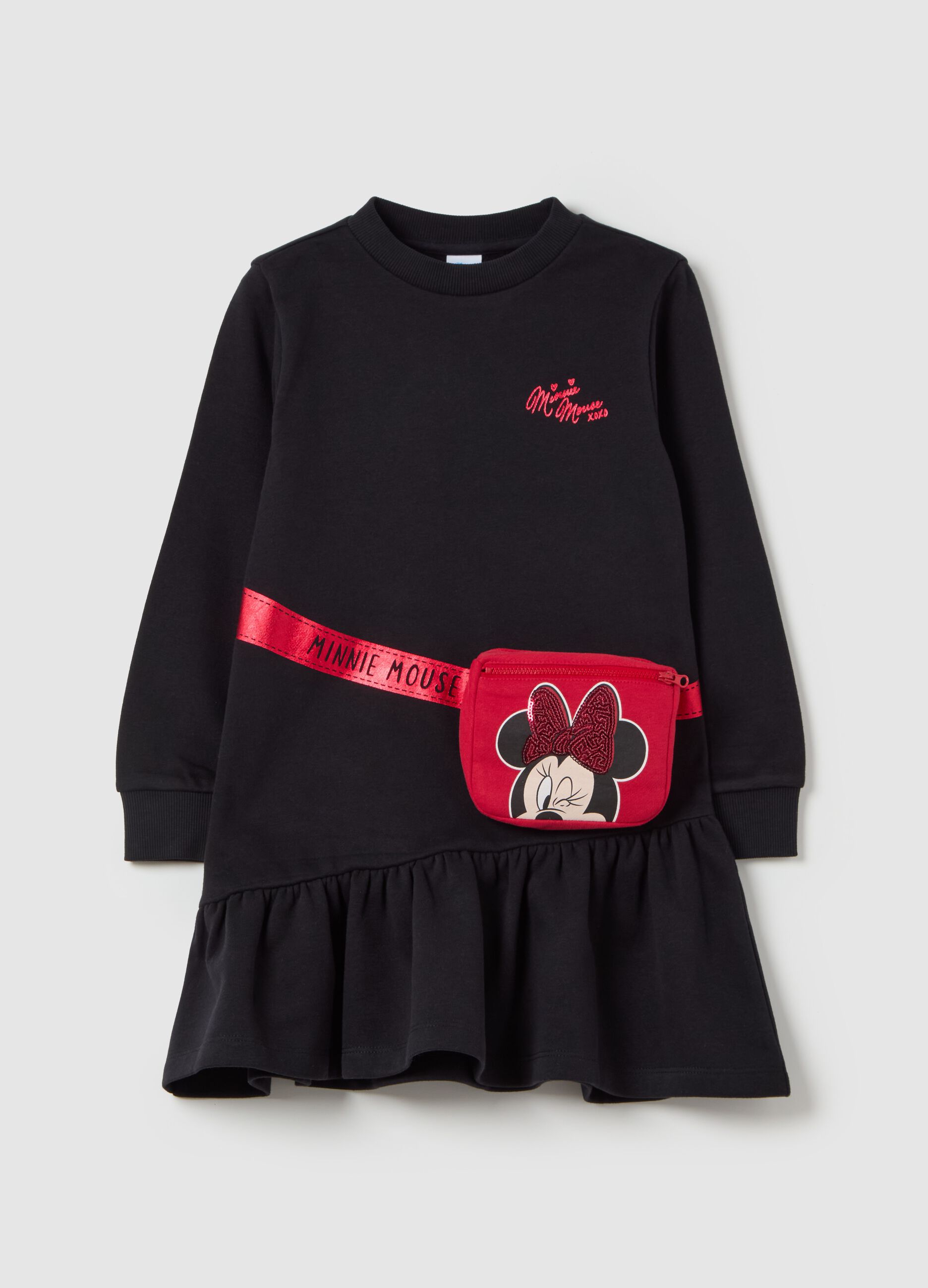 Sweatshirt dress with Minnie Mouse and bag