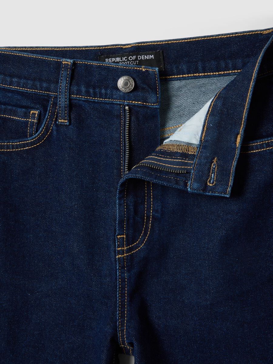 Jeans bootcut in cotone denim elasticizzato blu_1