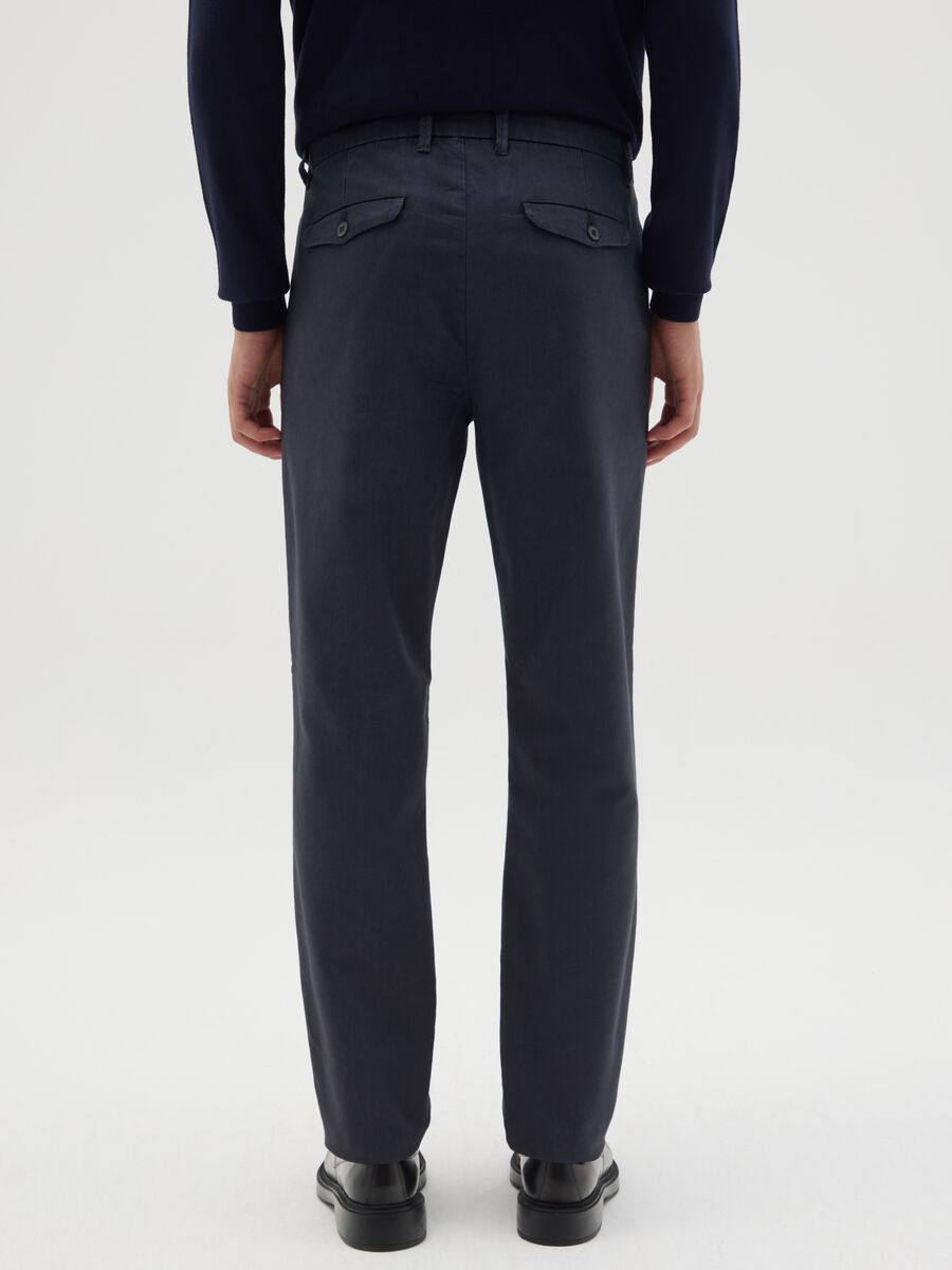 Blue slim fit cotton trousers_3
