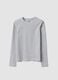 Grey organic cotton and stretch viscose T-shirt with ribbed neckline for girls_4