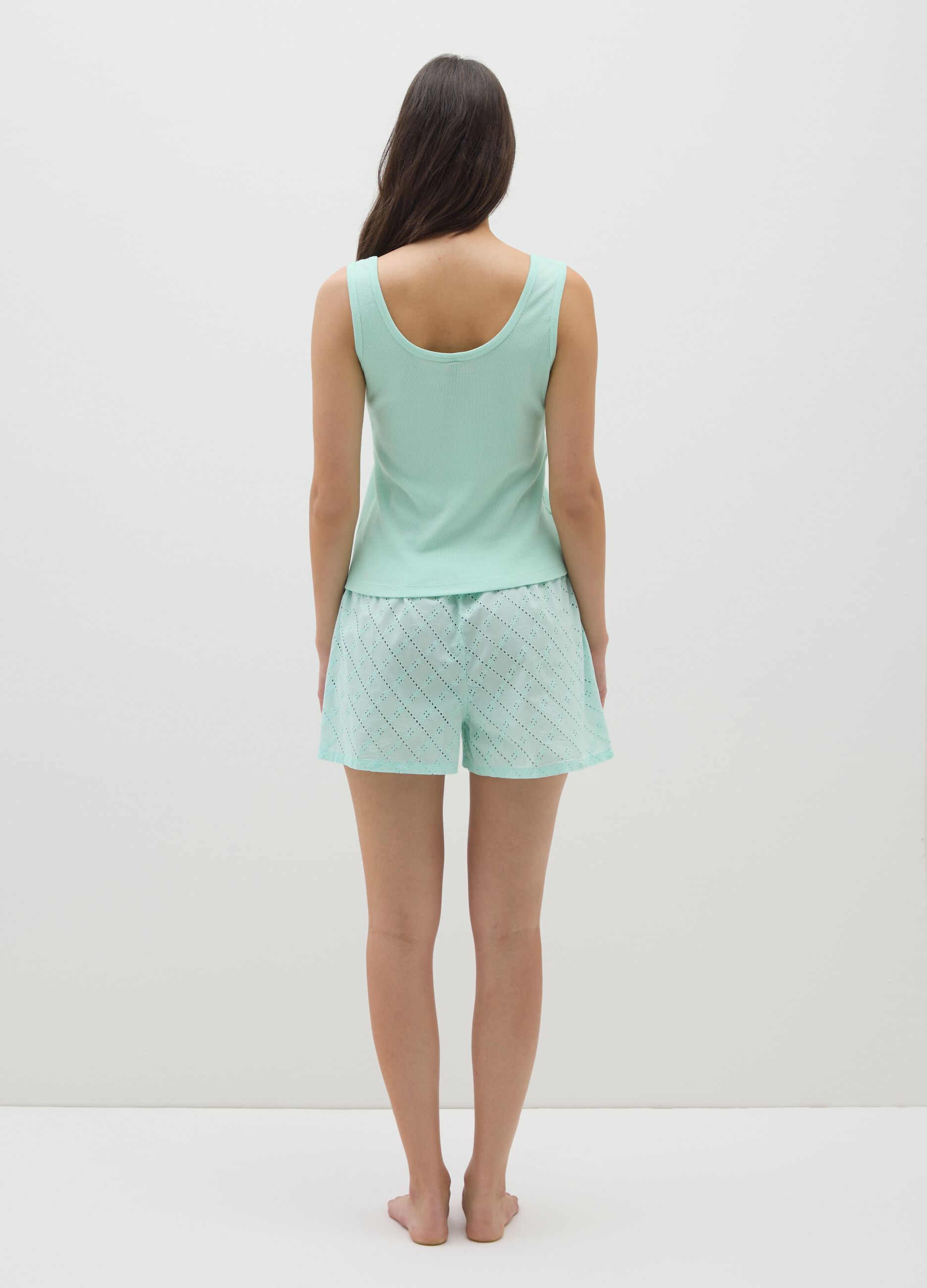 Set pigiama da donna in puro cotone verde
