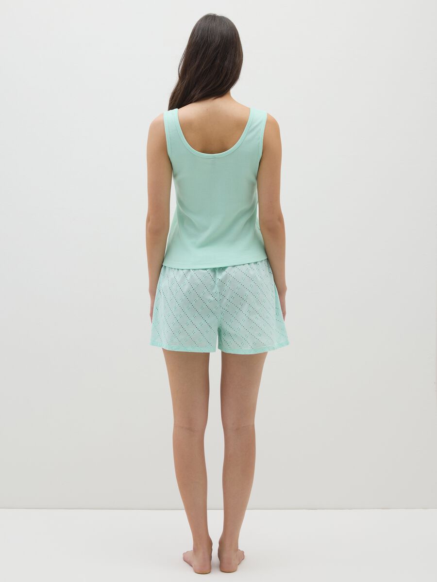 Set pigiama da donna in puro cotone verde_3