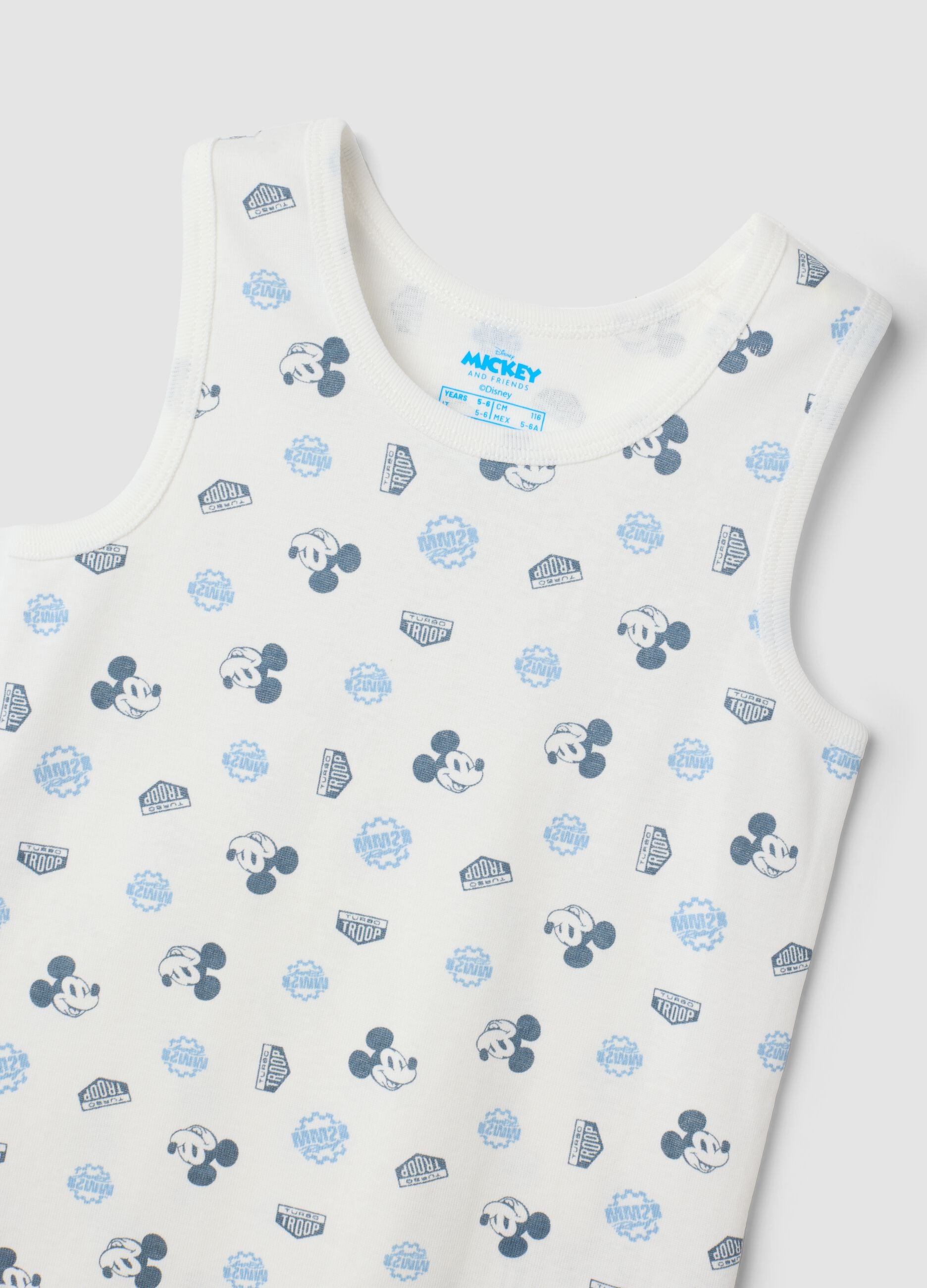 Bipack vogatori azzurro e bianco in puro cotone organico con stampa Mickey