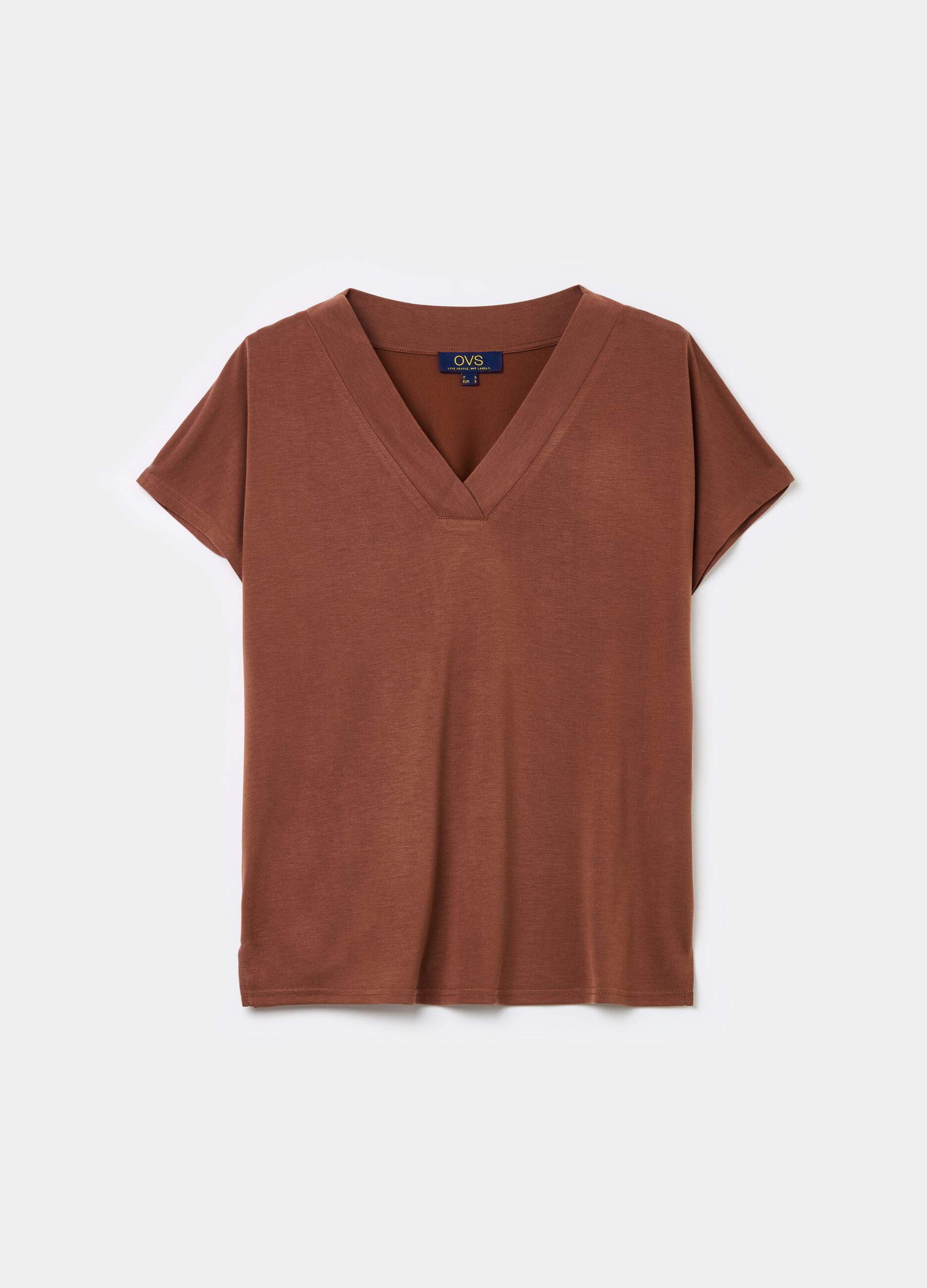 T Shirt a Maniche Corte Donna Marrone OVS