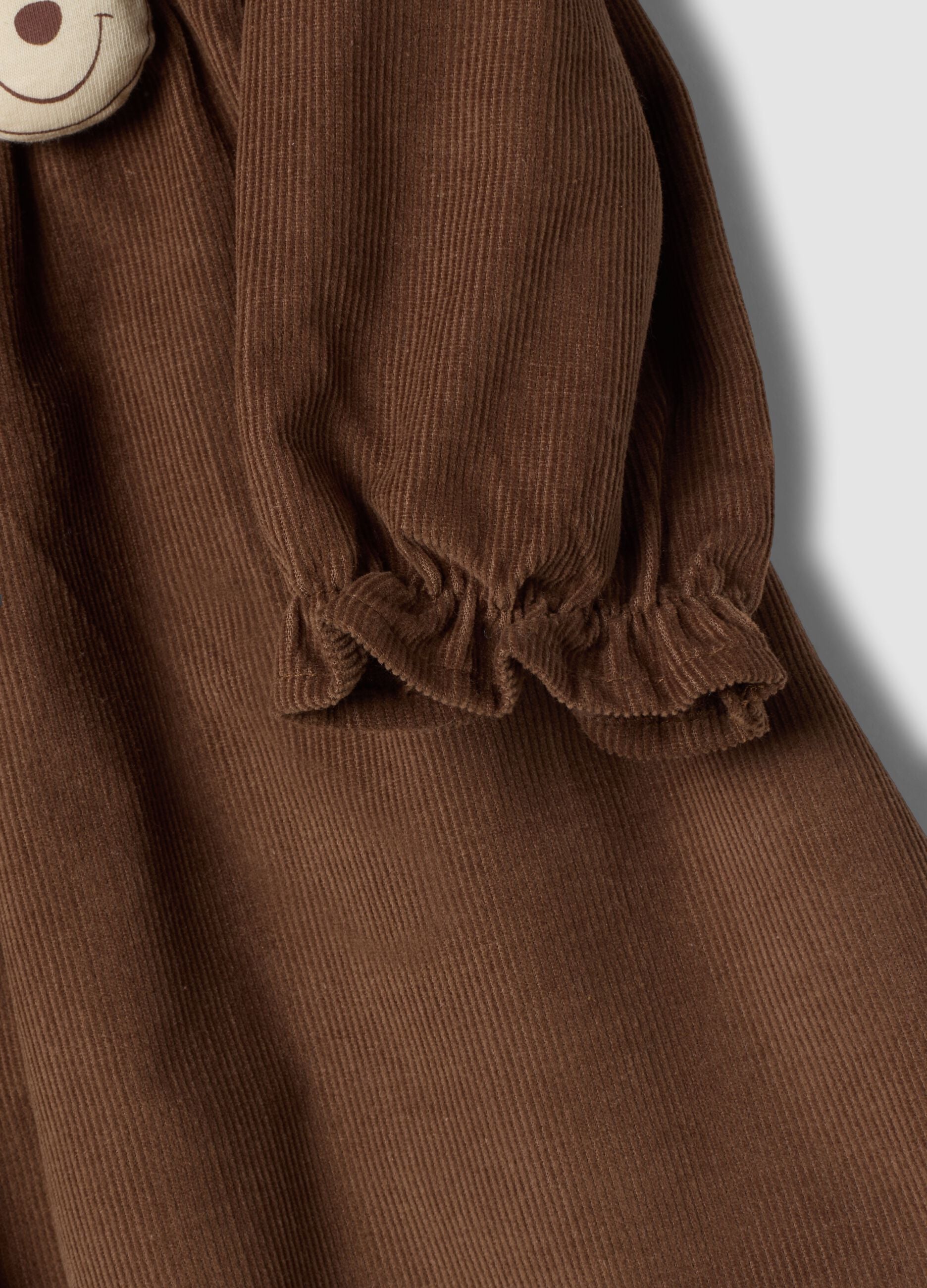 Light brown pure cotton dress with Winnie the Pooh print, wide fit