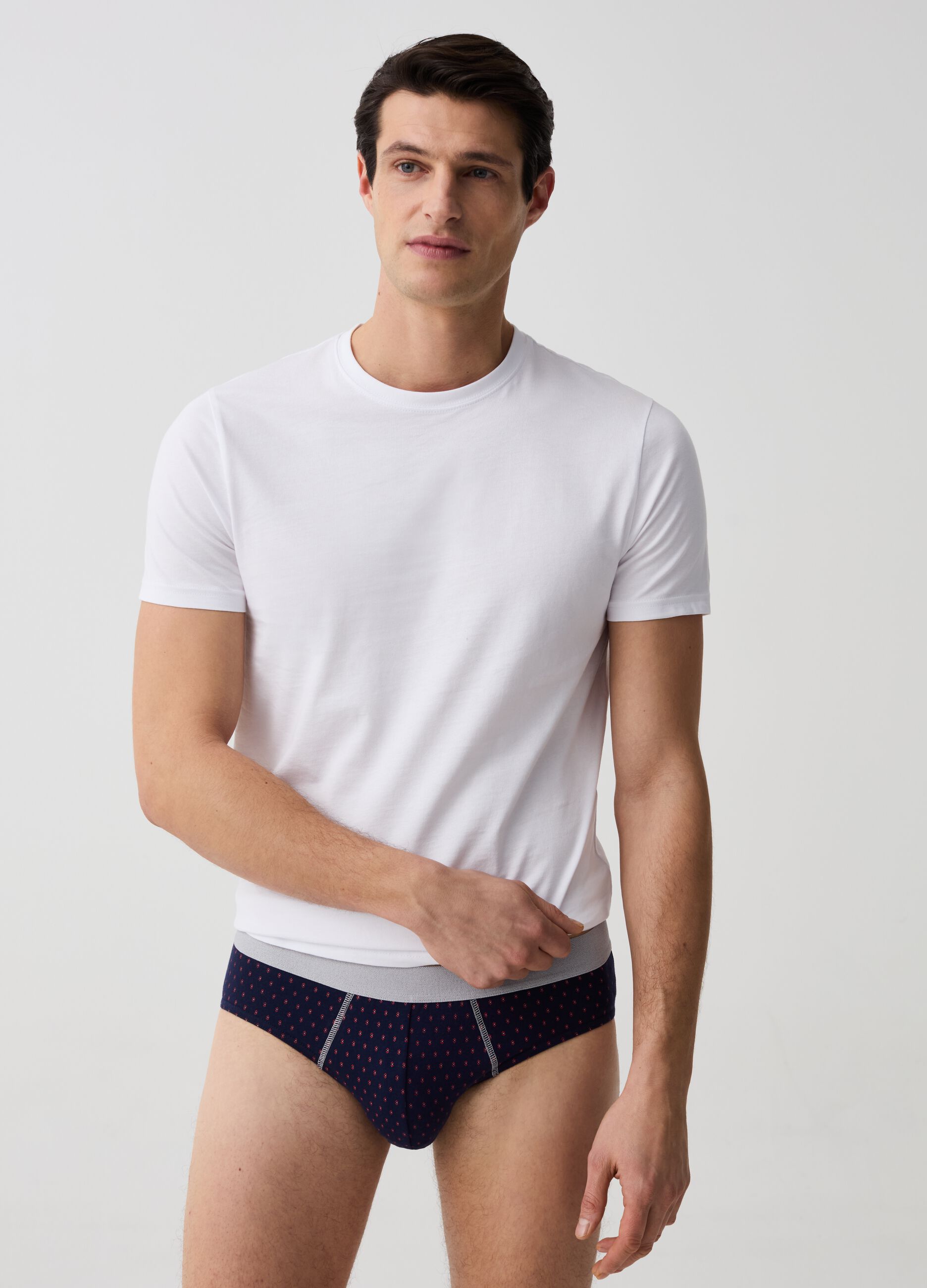 Three-pack patterned briefs in stretch organic cotton