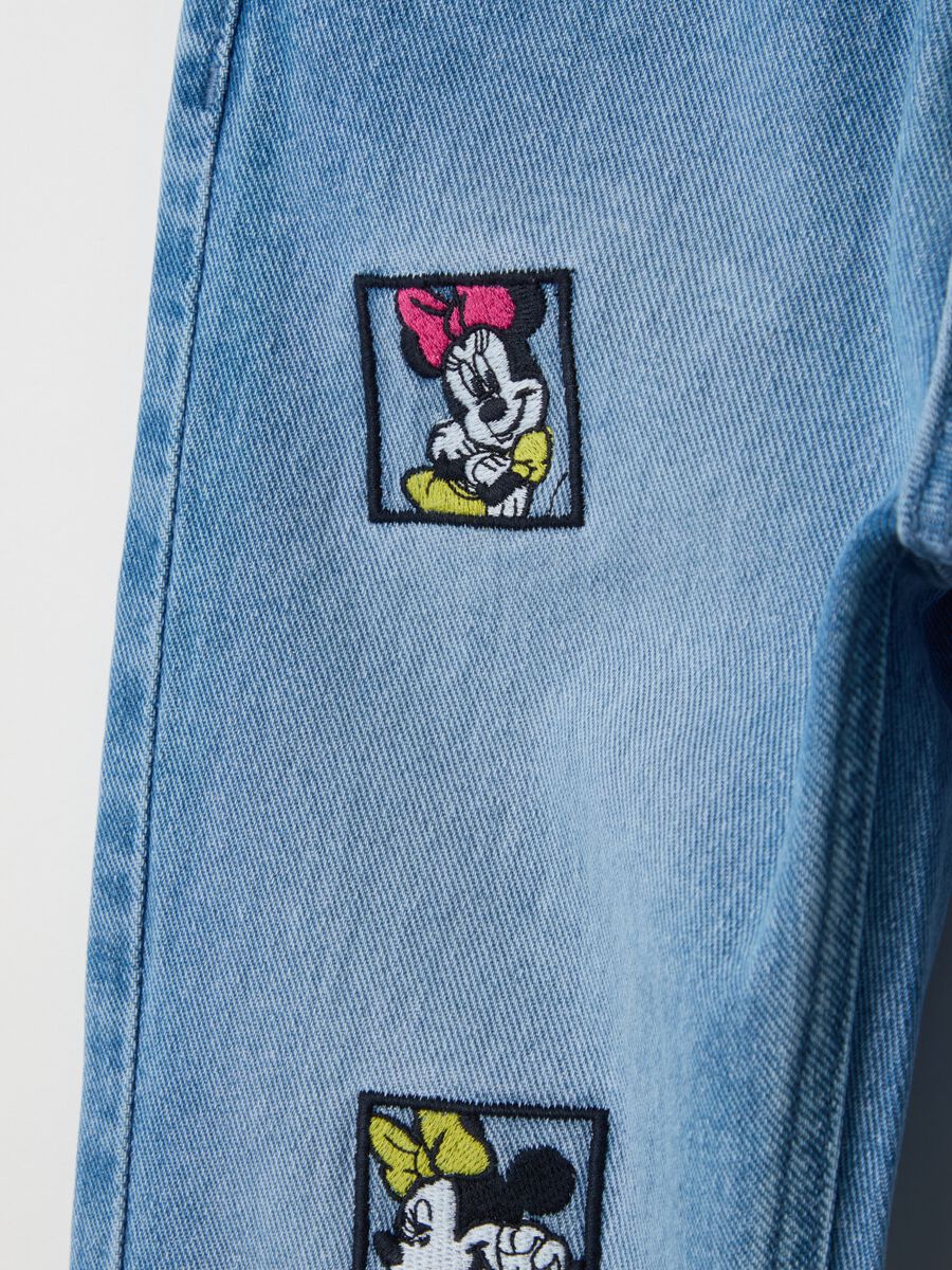 Flare-fit jeans with five pockets and Minnie Mouse embroidery_3