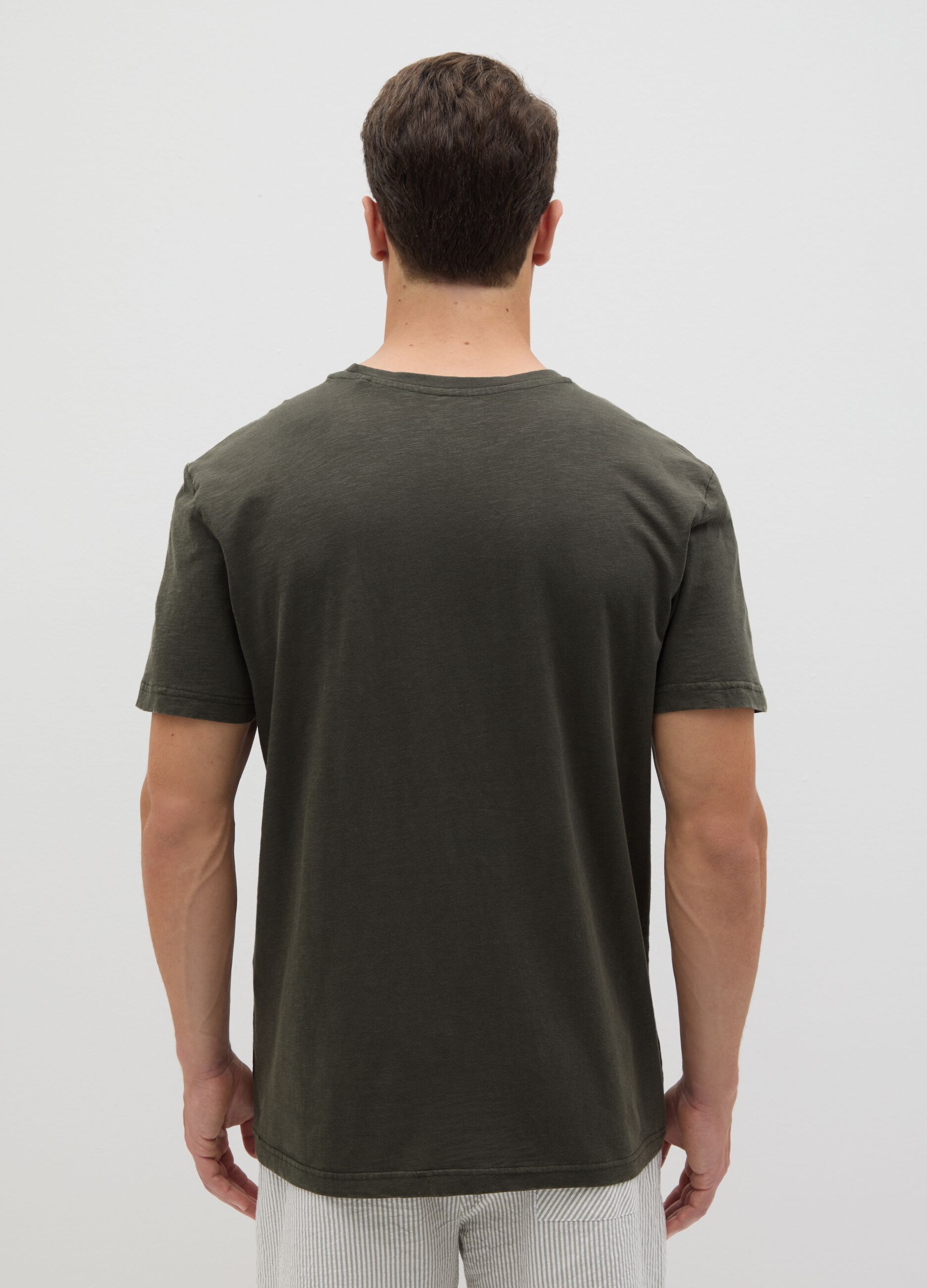 Men's green pure cotton t-shirt regular fit