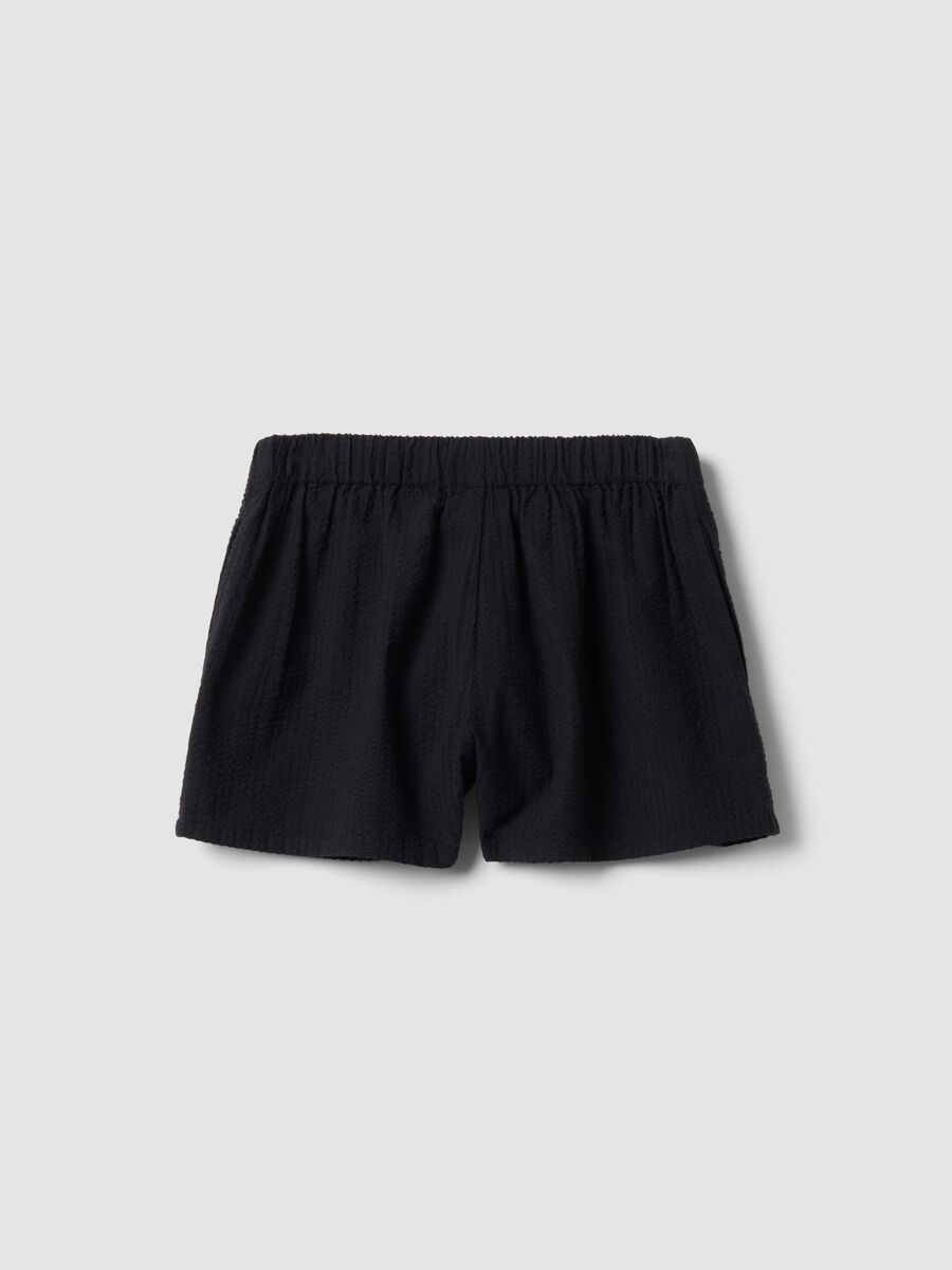 Black pure cotton shorts with elasticated waistband_4