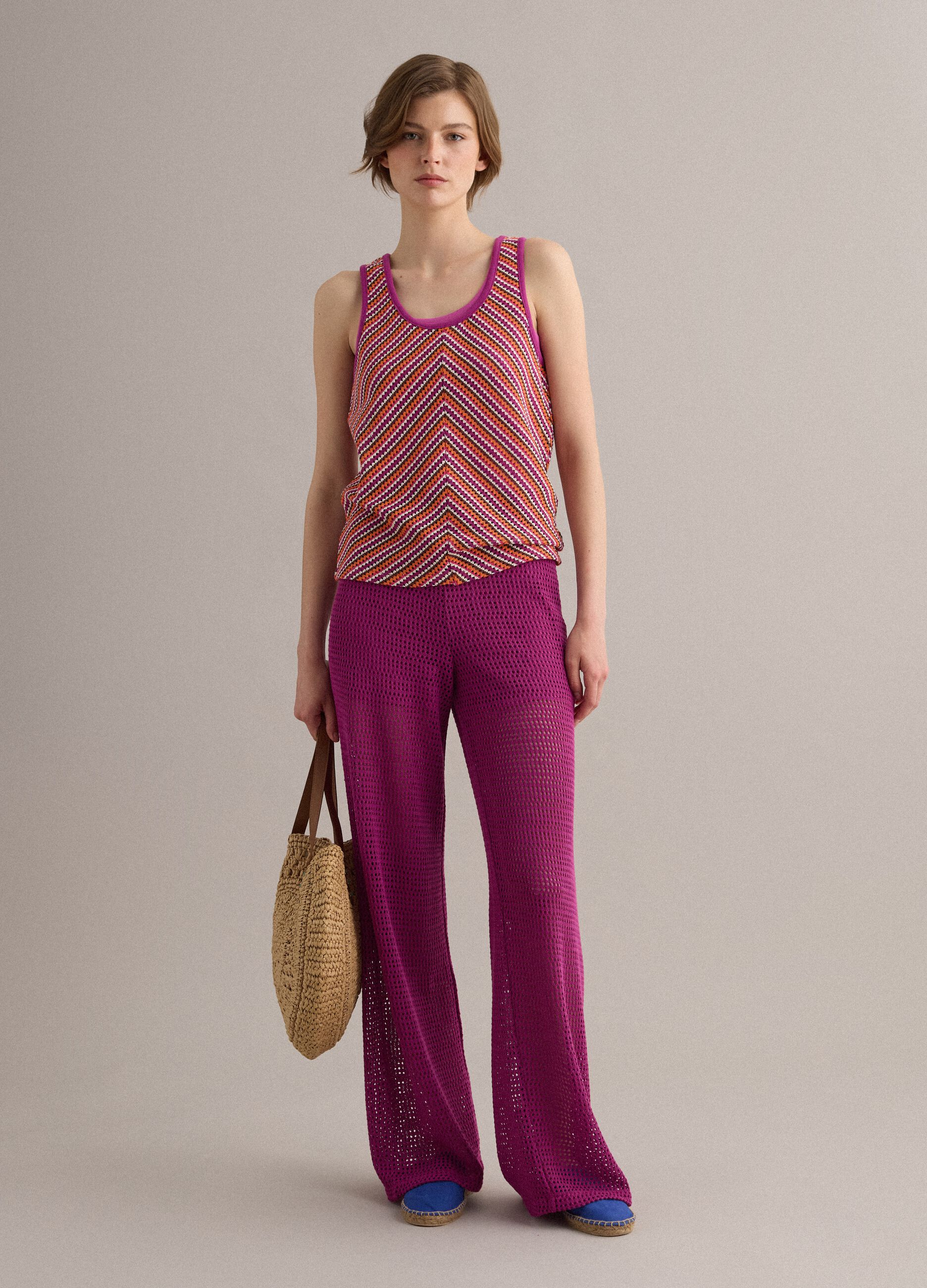 Purple palazzo trousers in viscose blend