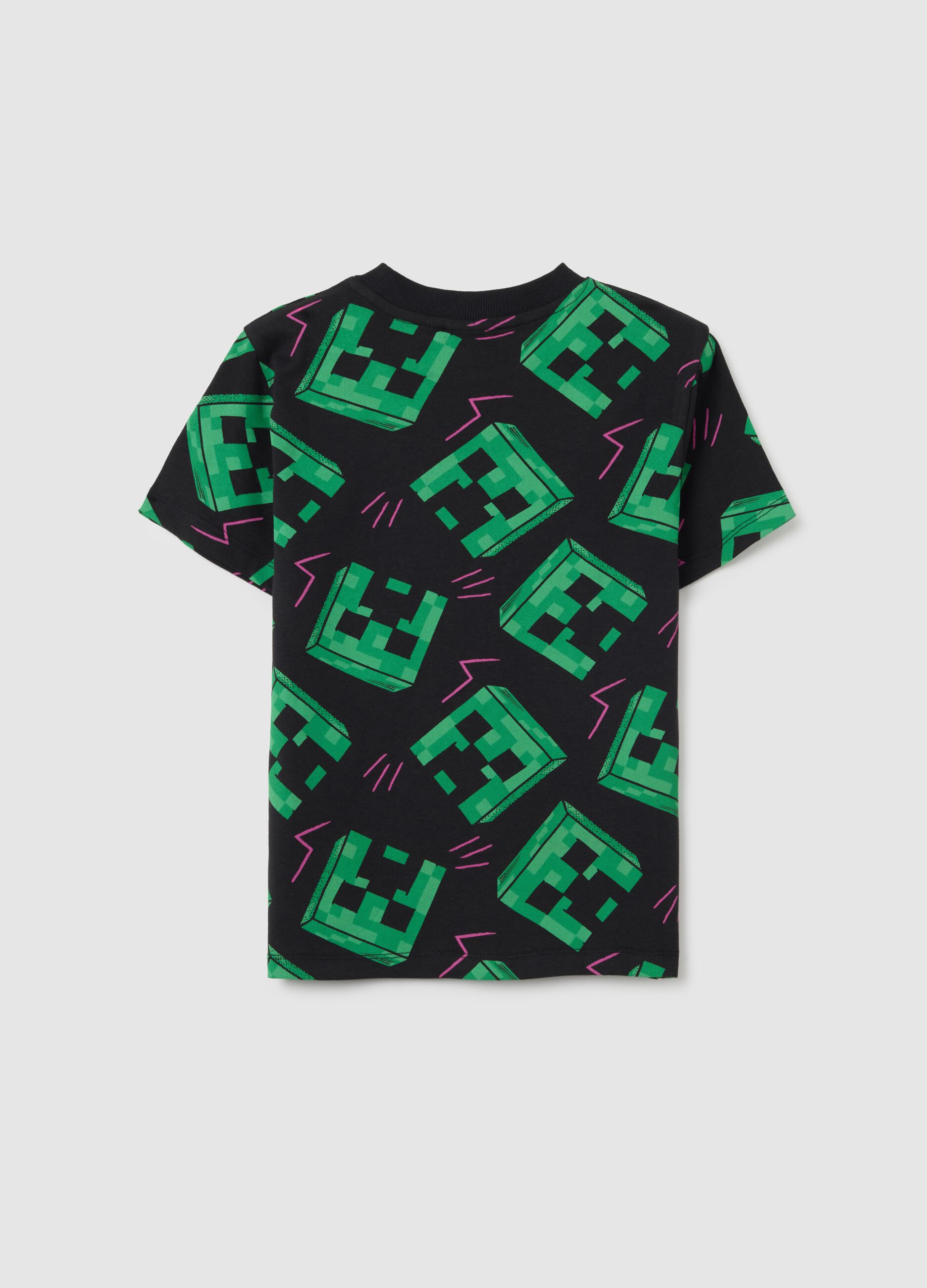 Children's pure cotton multi-coloured regular fit t-shirt with Minecraft print