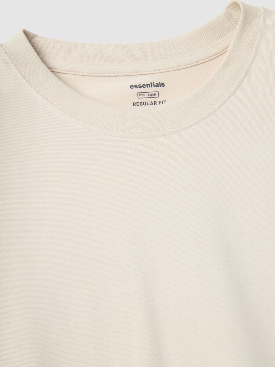 Beige long-sleeve stretch cotton regular fit t-shirt_5