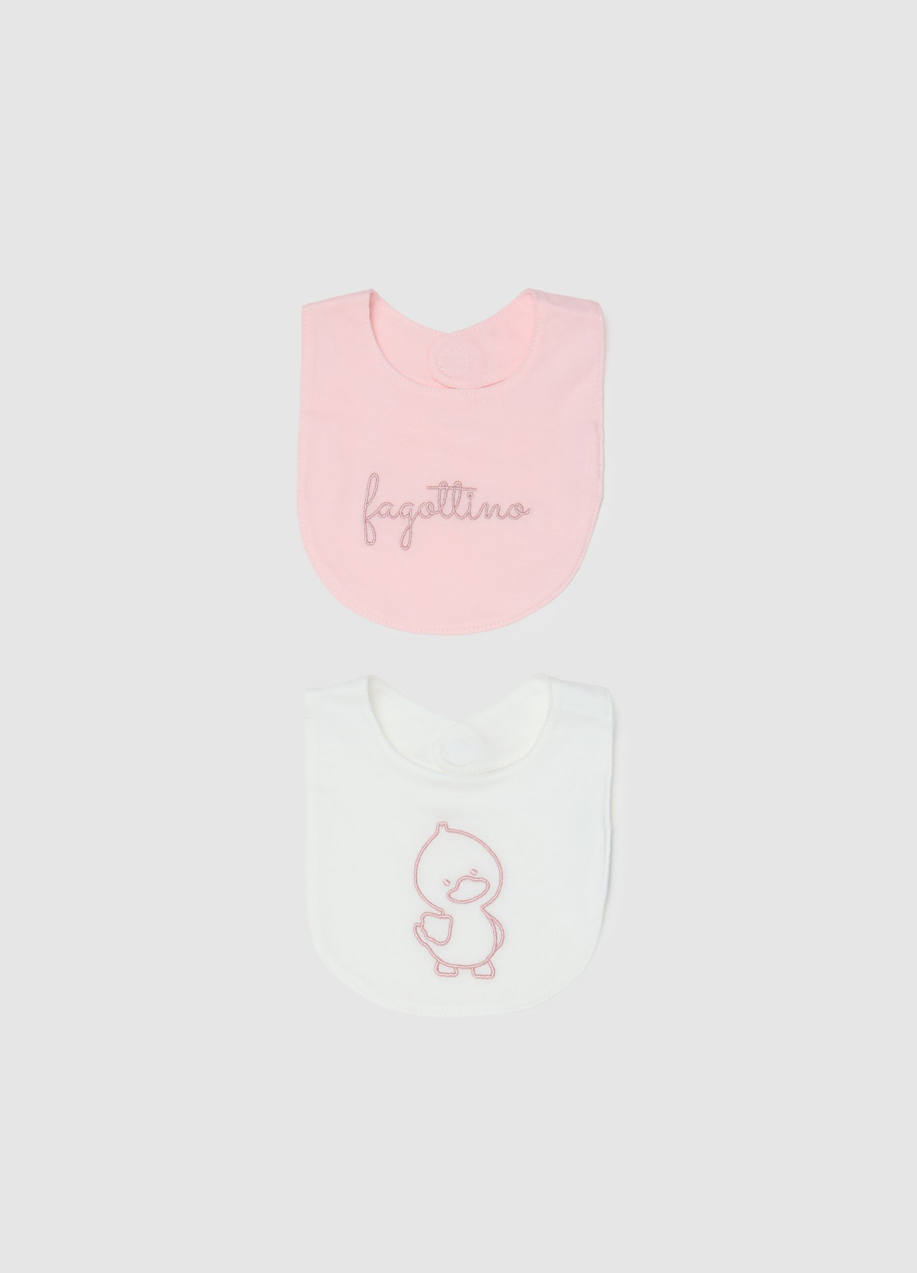Newborn Bib Pair Set in Multicolour Pure Cotton with Embroidery