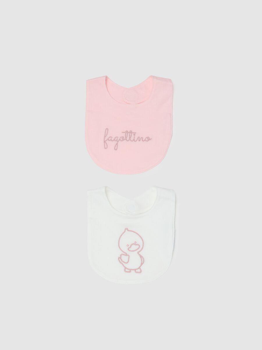 Newborn Bib Pair Set in Multicolour Pure Cotton with Embroidery_0