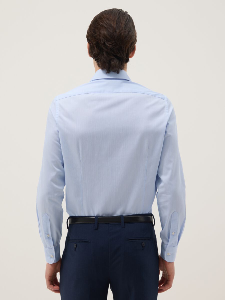 Light blue slim-fit striped cotton-blend shirt_2