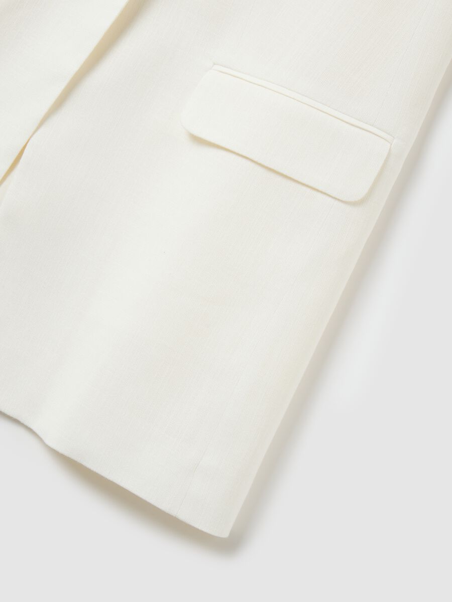 Women’s white long gilet in cotton and viscose blend_5