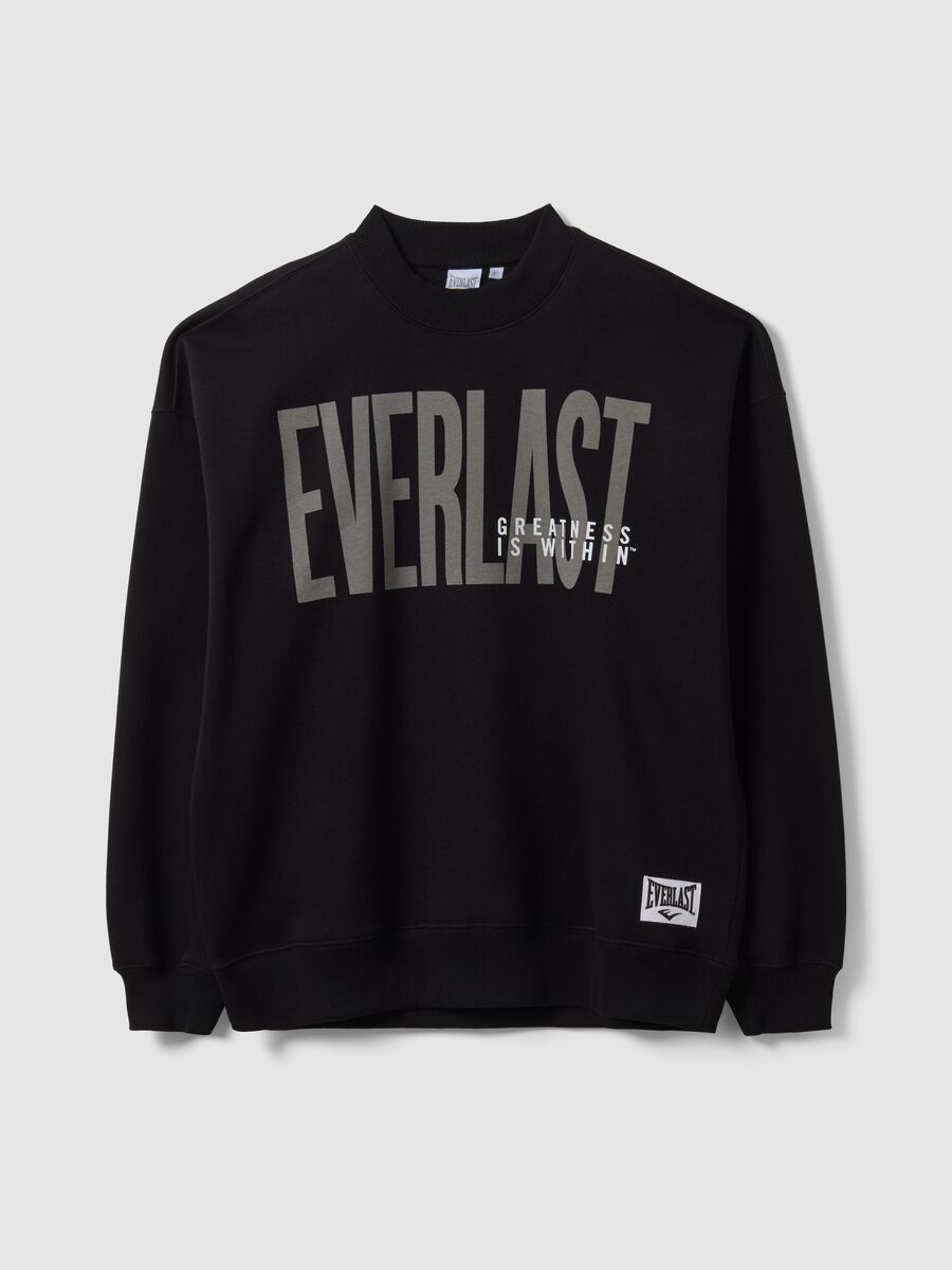 Black cotton-blend sweatshirt with front logo_0
