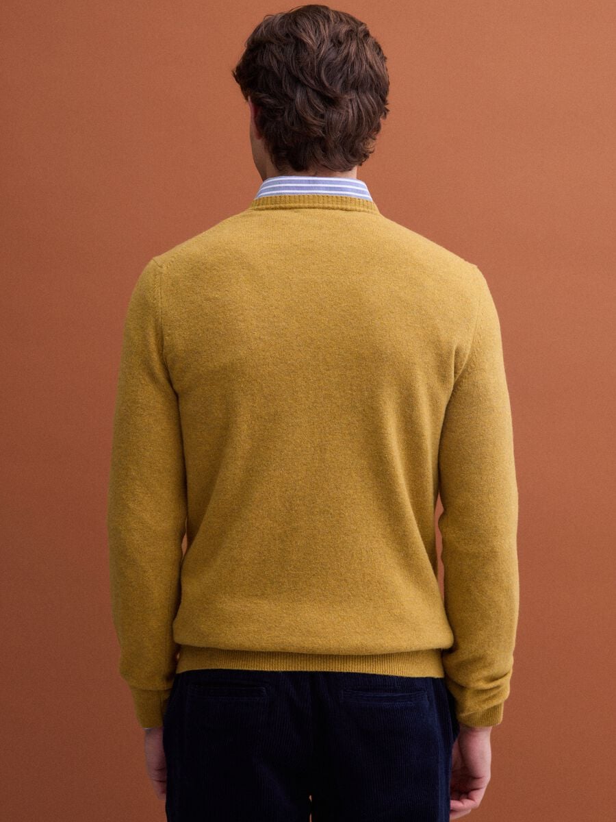 Pullover giallo in pura lana a girocollo regular fit_3