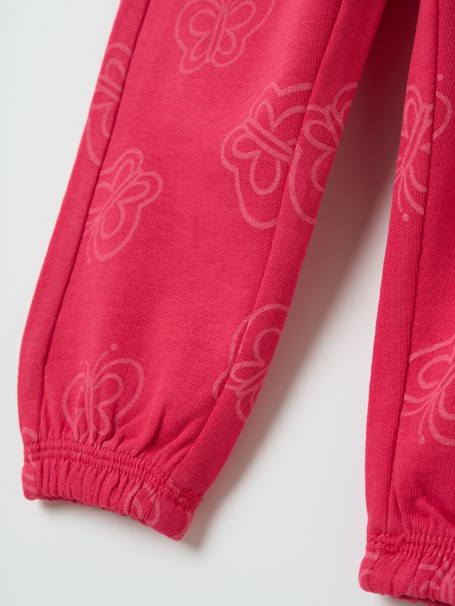 Cotton joggers with elasticated trims and print_3