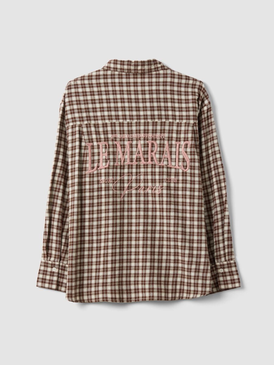 Brown checked pure cotton flannel shirt_6
