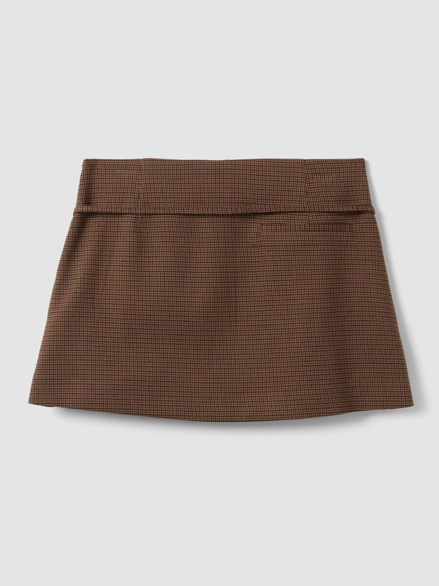 Brown stretch viscose mini skirt with belt_1