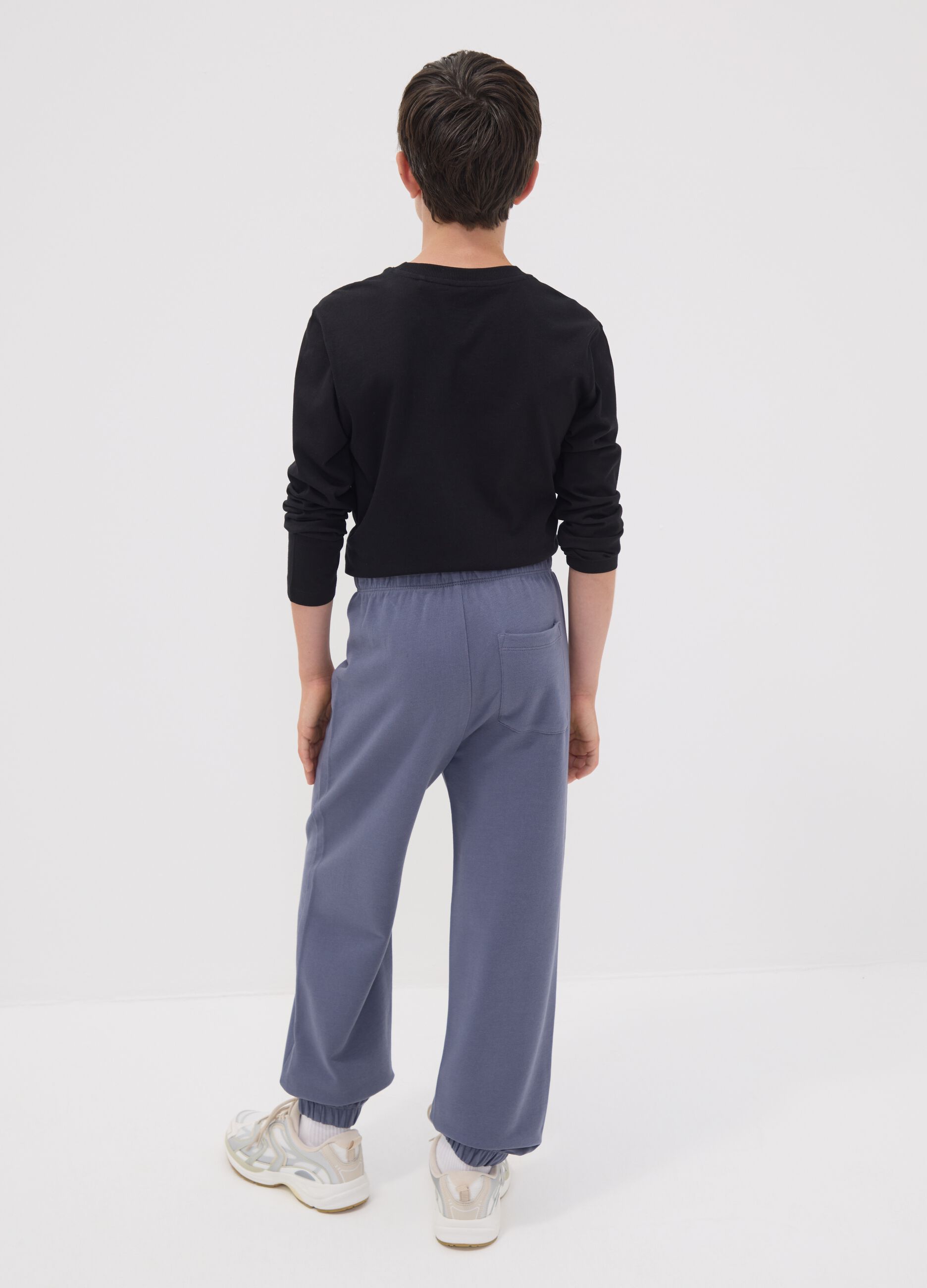 Grey organic cotton jogger trousers for boys, relaxed fit