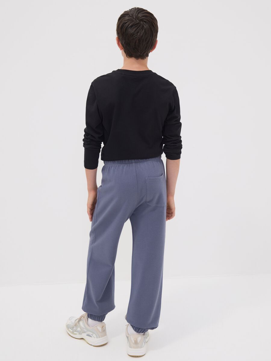 Grey organic cotton jogger trousers for boys, relaxed fit_1