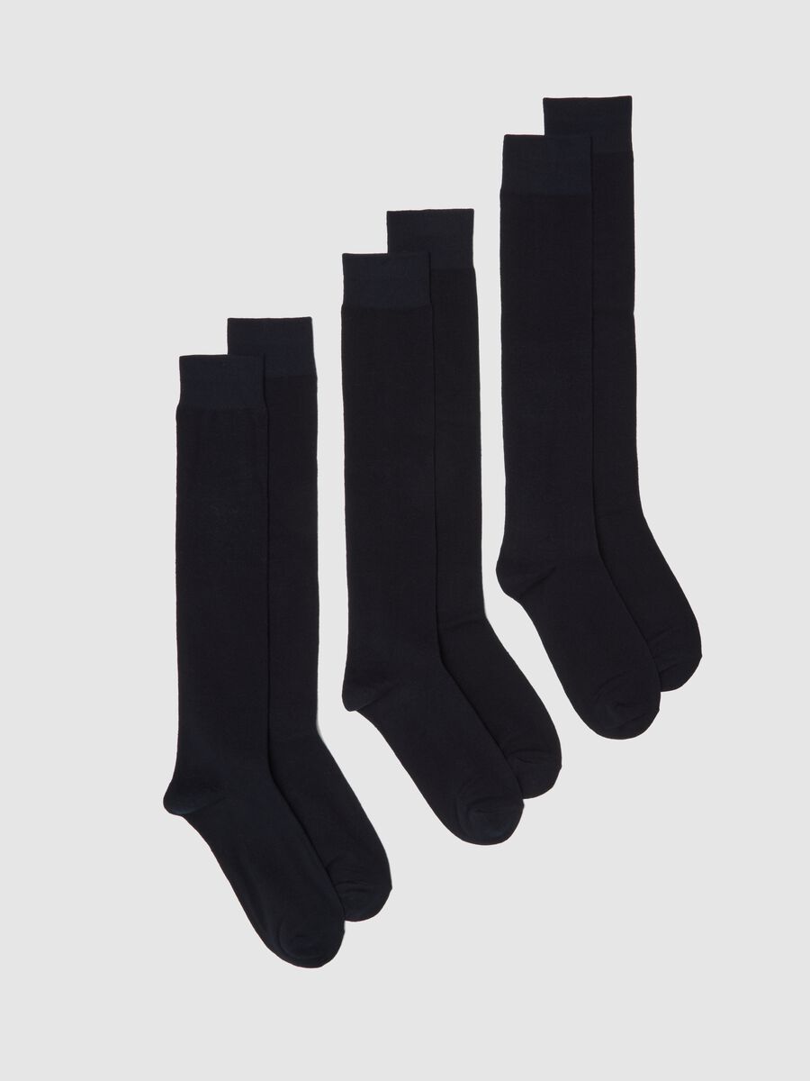 Three-pack long blue cotton stretchy socks_0