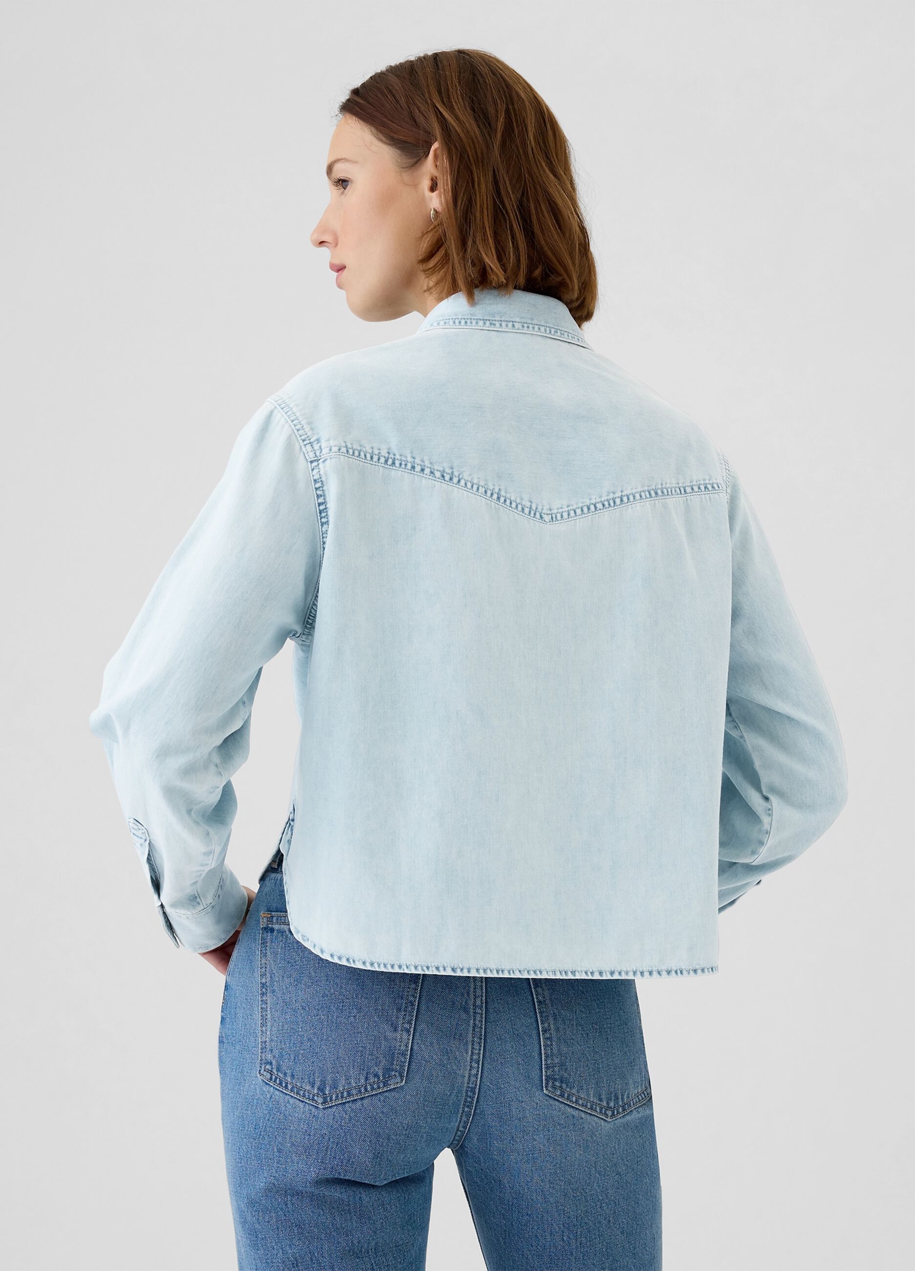 Cropped western shirt in denim