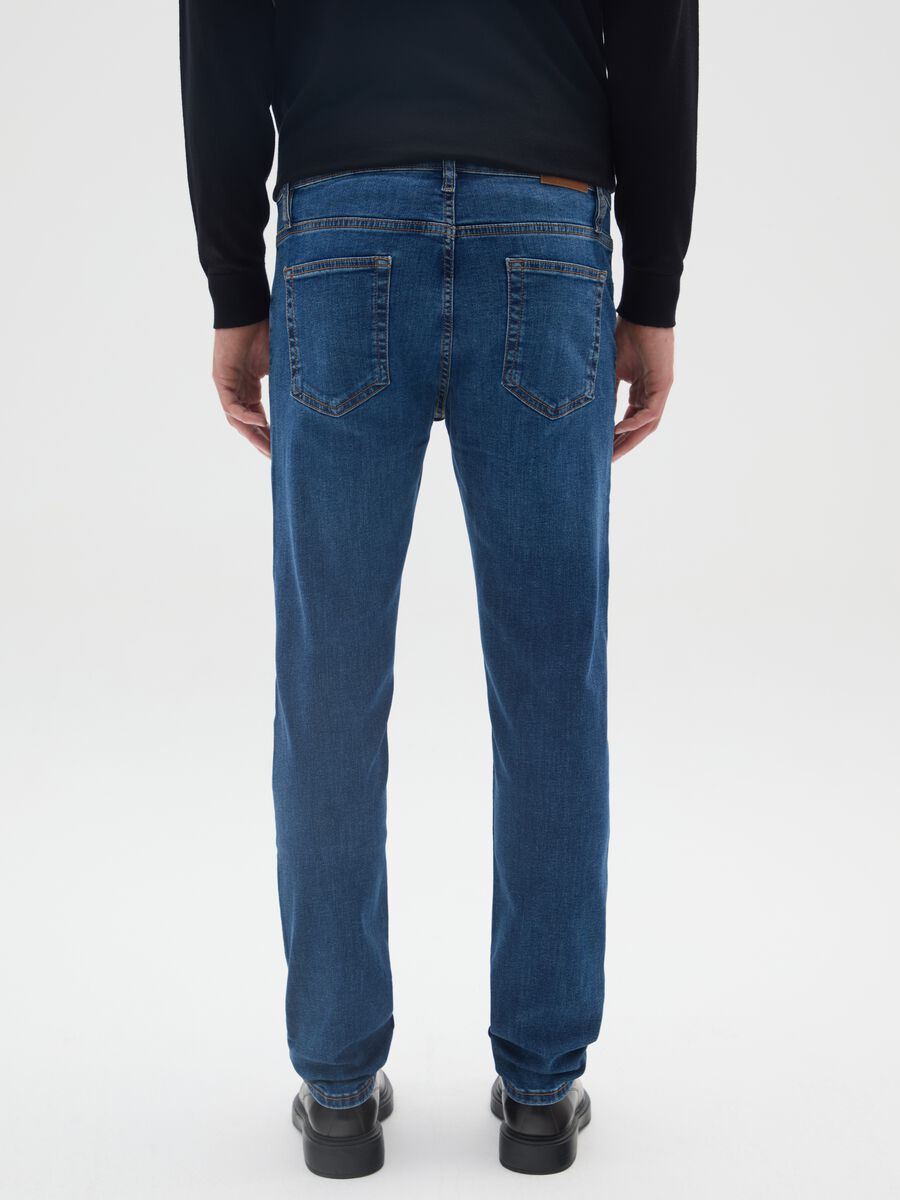 Jeans in denim blu in cotone elasticizzato slim fit_2