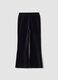 Black flared stretch cotton trousers_0