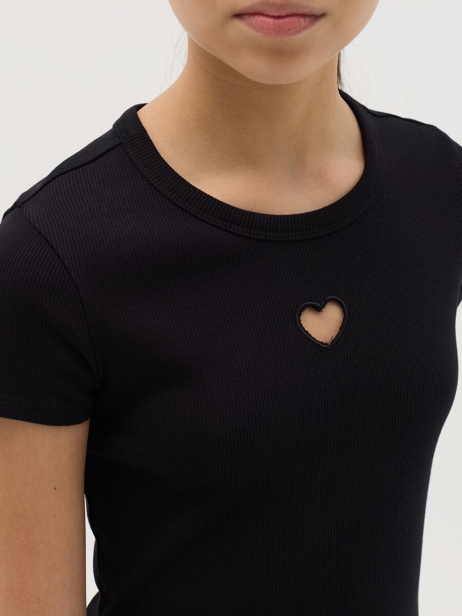 Abito lungo in cotone stretch a costine con cuore_2